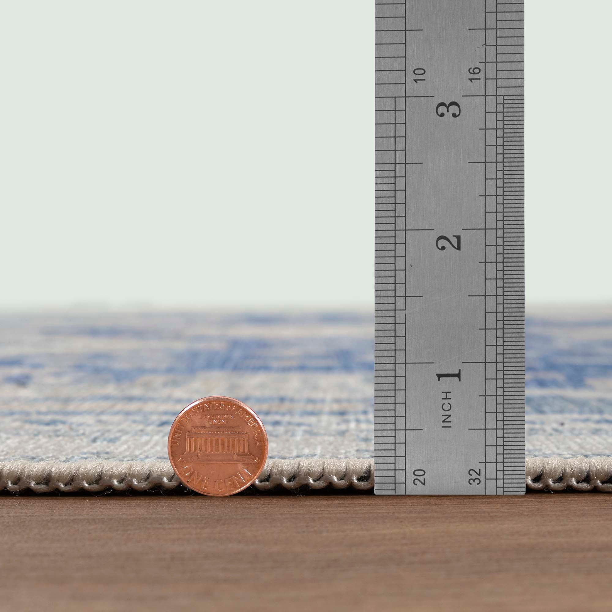 Beige Blue Boho Oushak Washable Rug