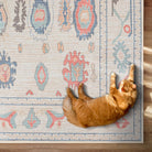 Beige Oushak Area Washable Rug