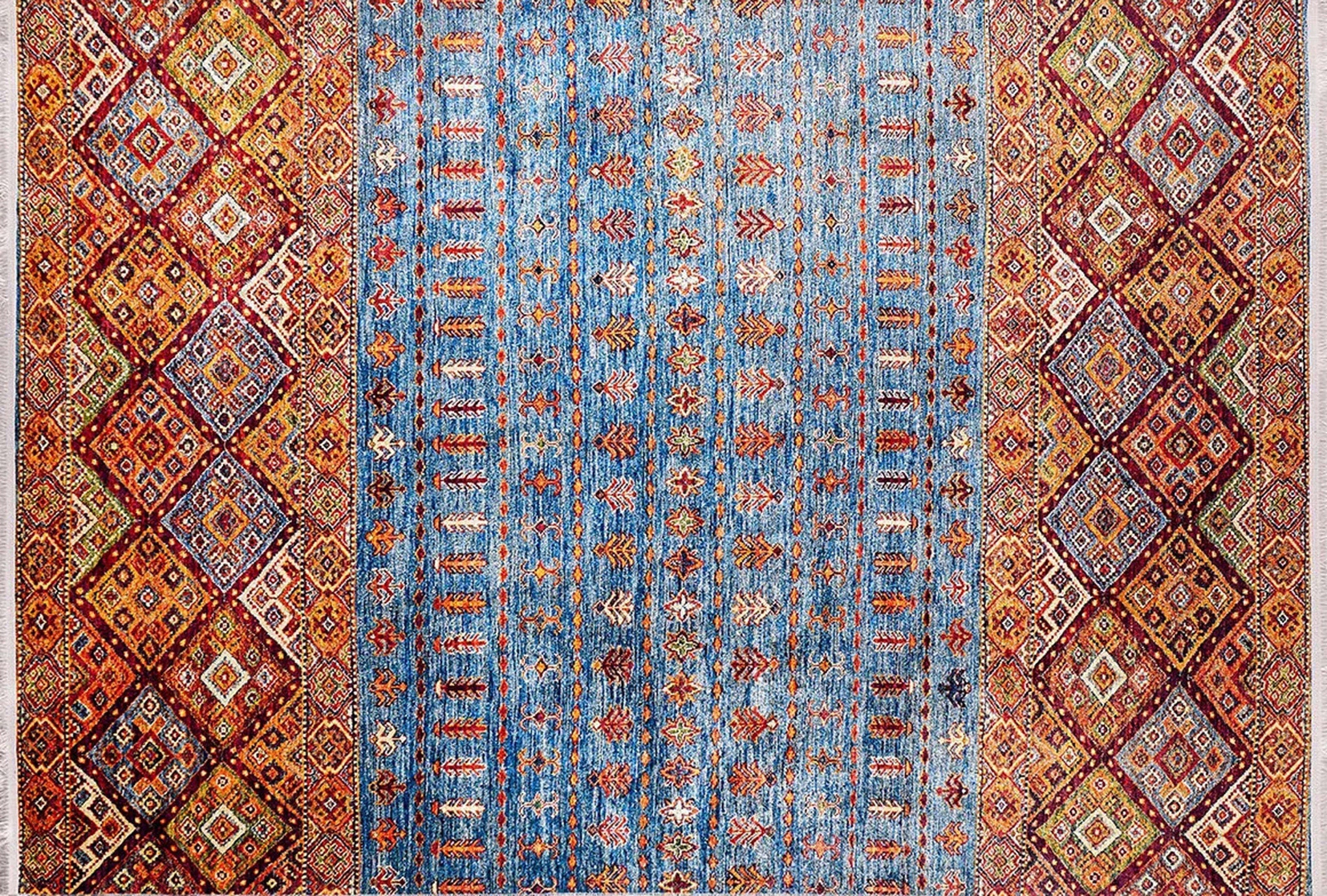Benya Turkish Kilim Orange Blue Rug