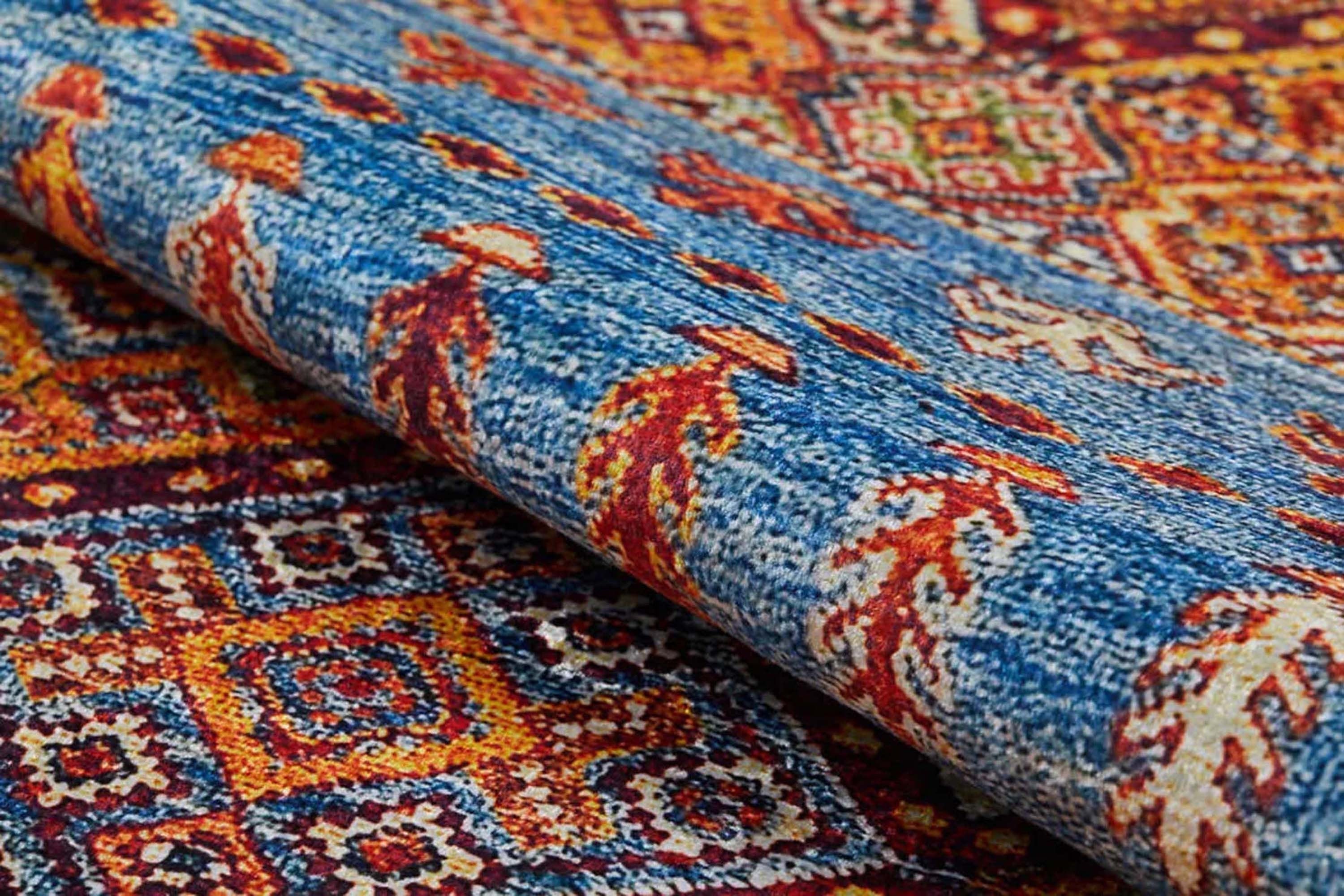 Benya Turkish Kilim Orange Blue Rug