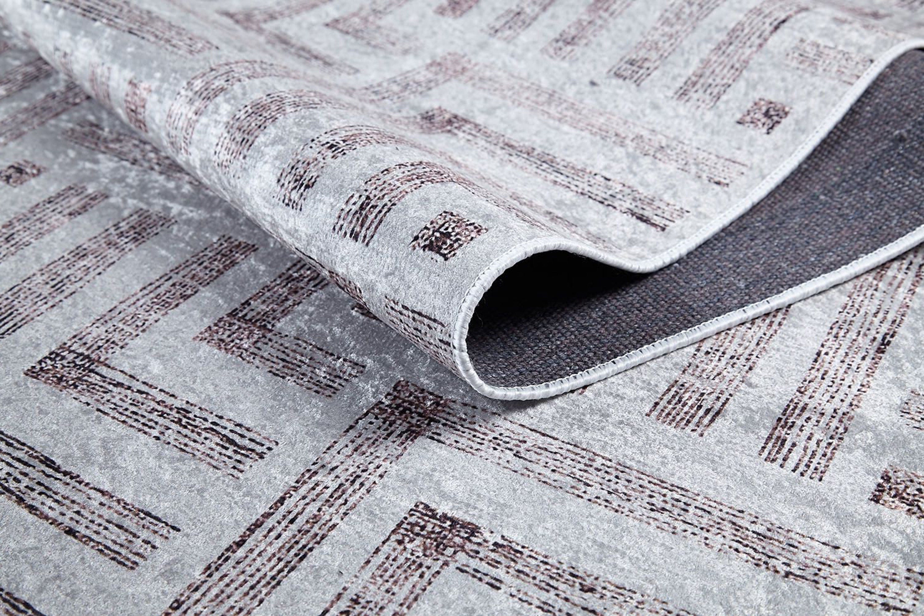 Beypa Pearl Brown Rug Black & White Geometric Area Rugs