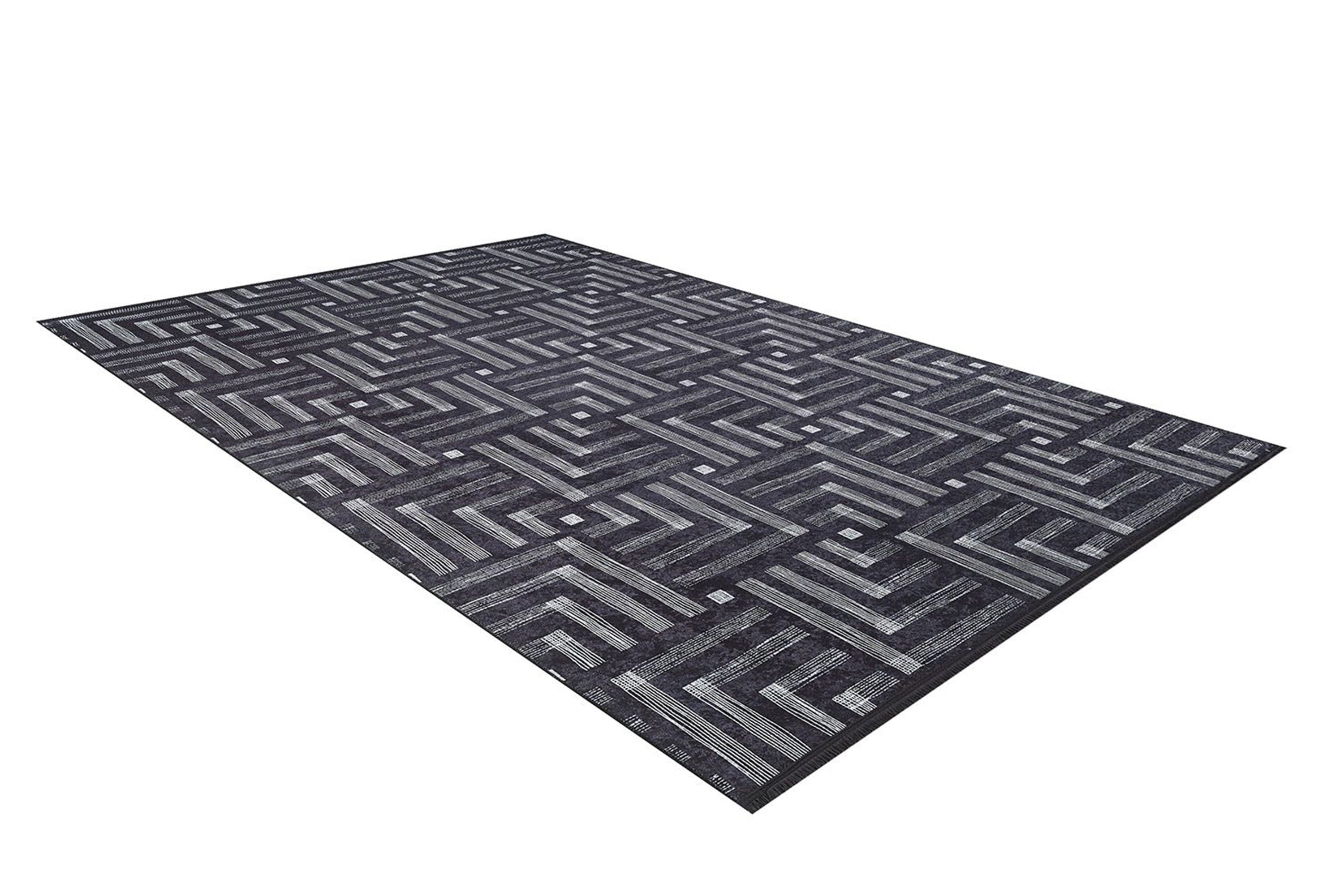 Beypa Pearl Brown Rug Black & White Geometric Area Rugs