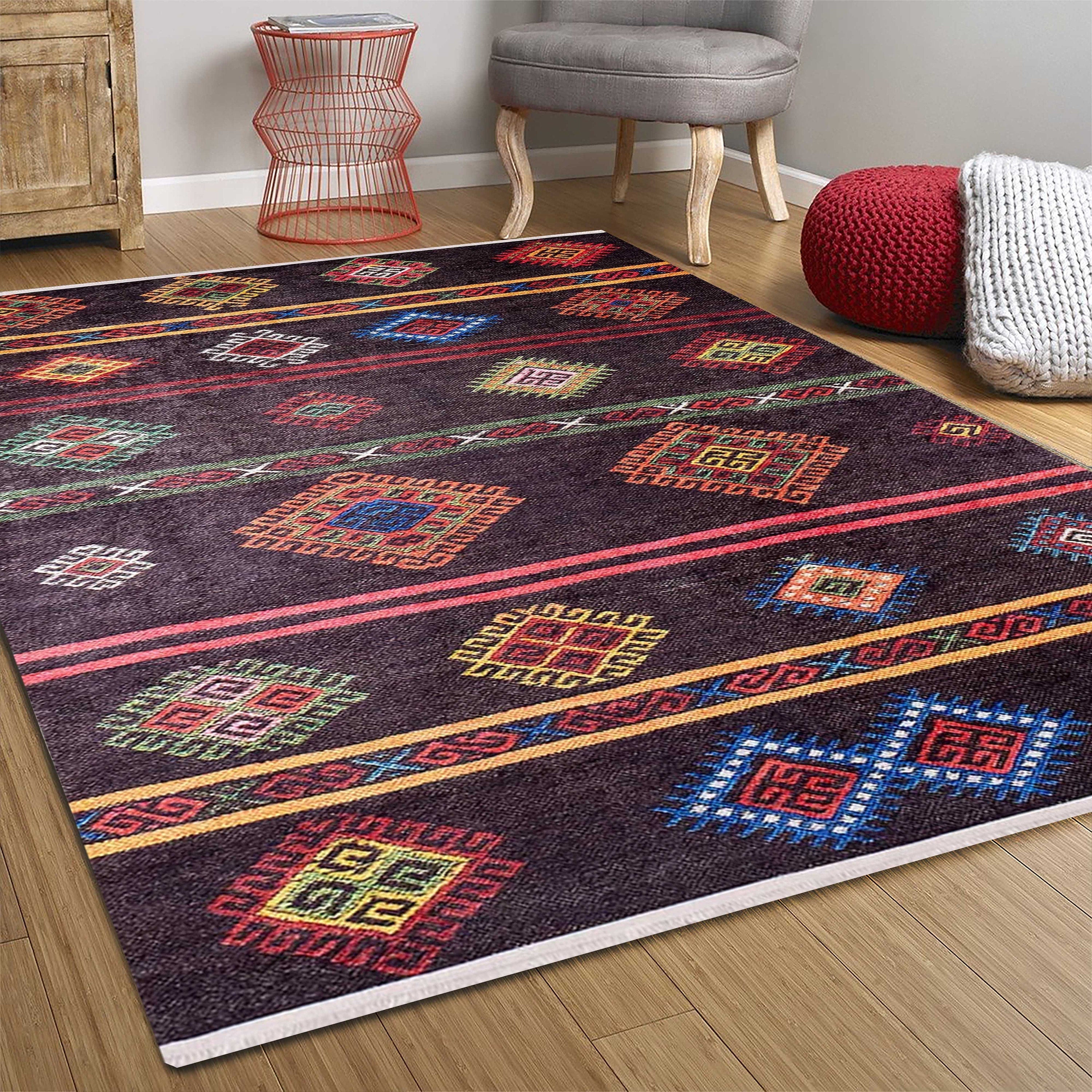 Bouni Dark Brown Turkish Kilim Rug
