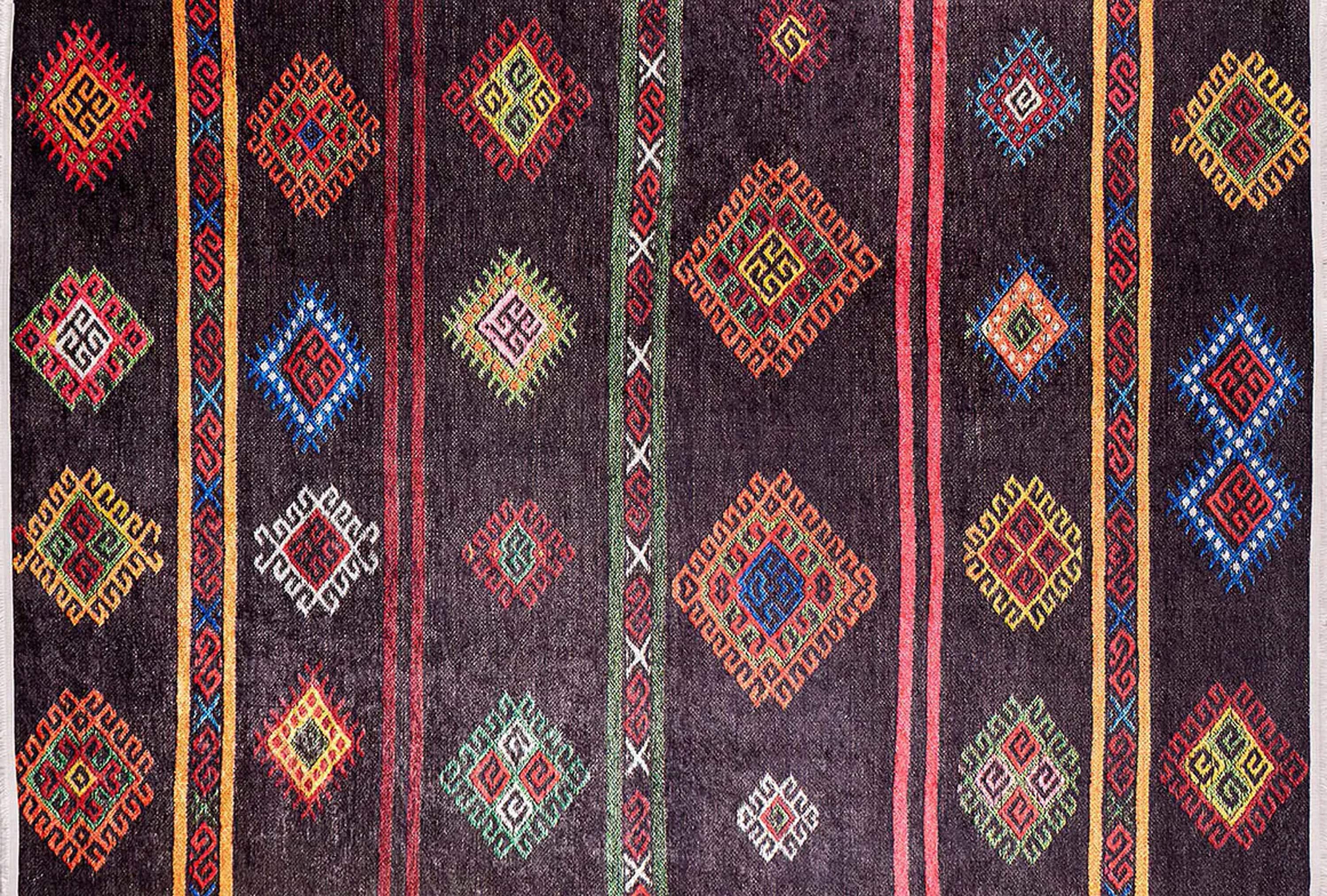 Bouni Dark Brown Turkish Kilim Rug