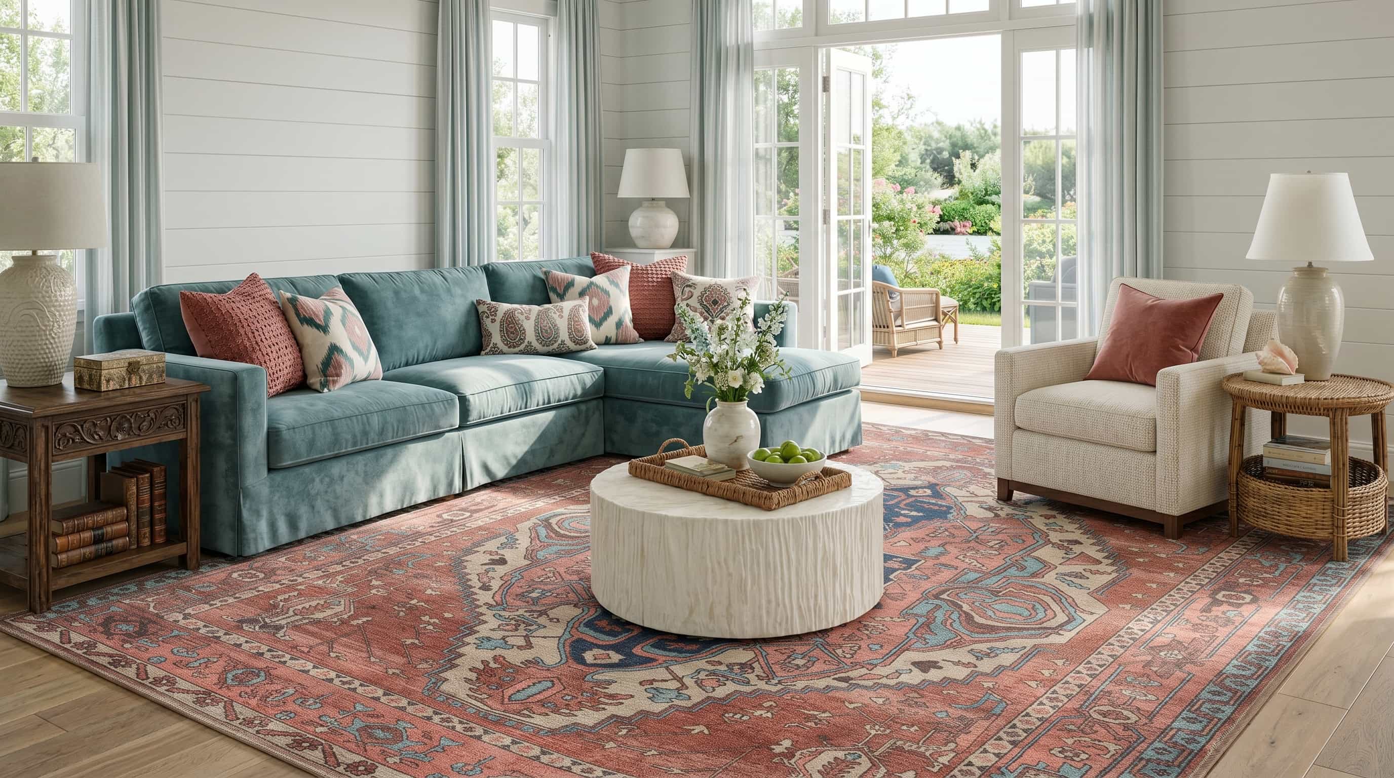 Brick Color Oushak Area Washable Rug - Fame Rugs