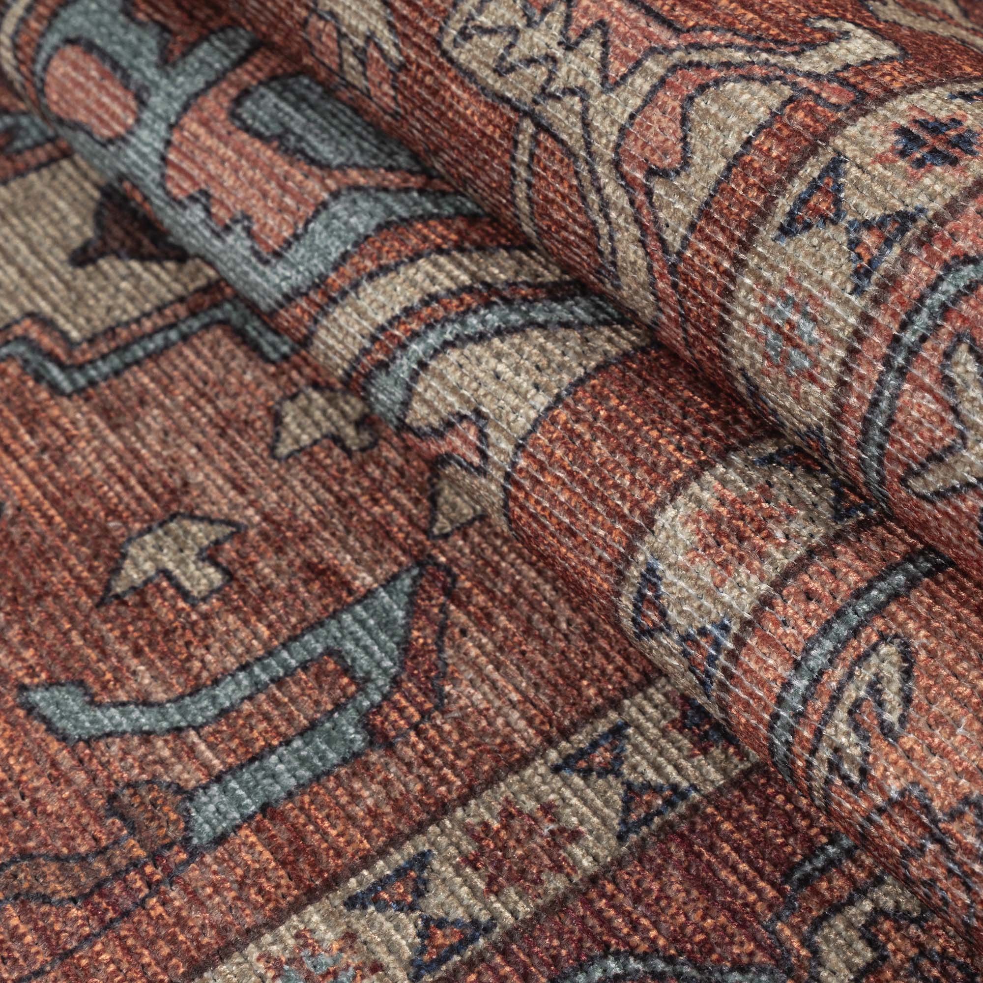 Brick Color Oushak Area Washable Rug