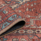 Brick Color Oushak Area Washable Rug