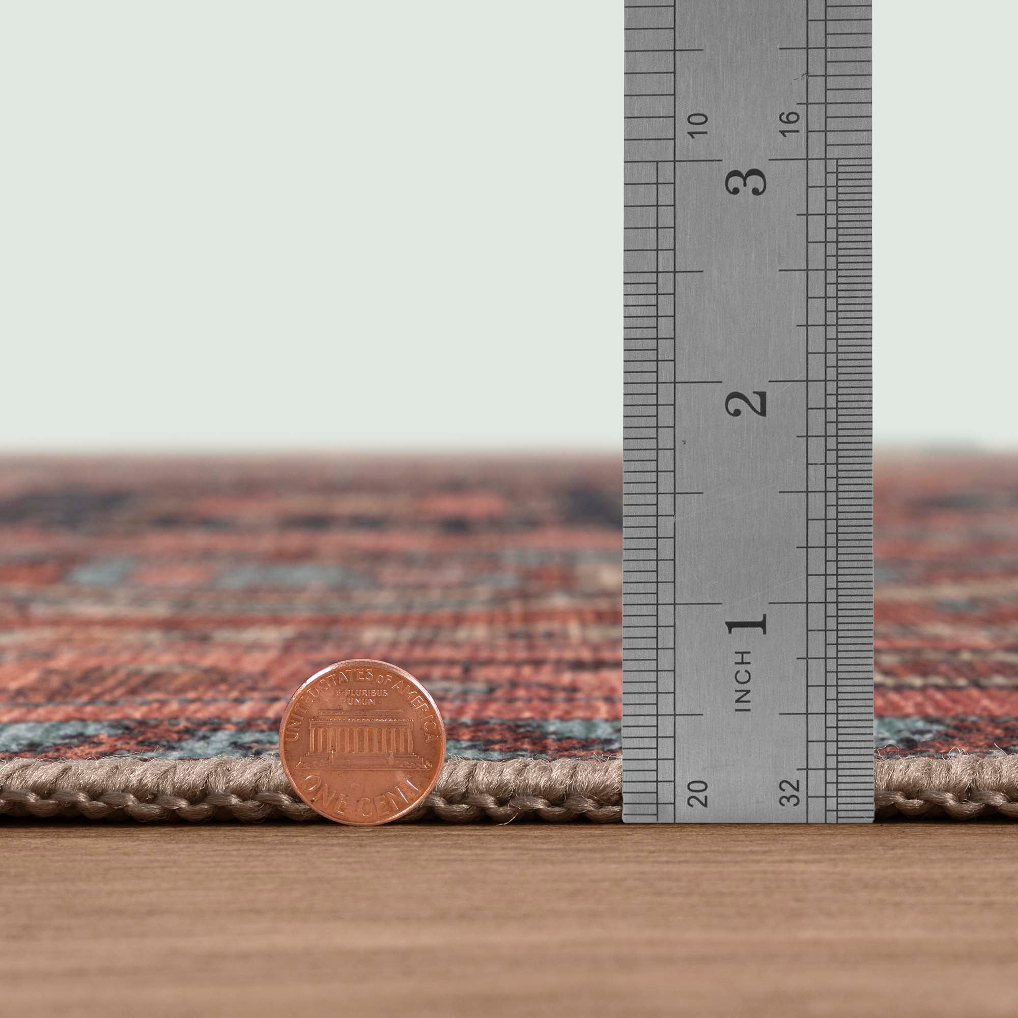 Brick Color Oushak Area Washable Rug