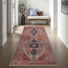 Brick Color Oushak Area Washable Rug