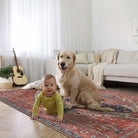Brick Color Oushak Area Washable Rug