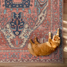 Brick Color Oushak Area Washable Rug