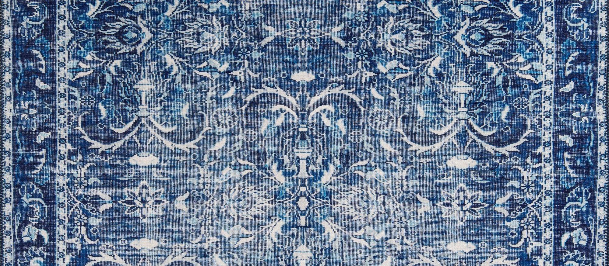 Bulud Rug Vintage Turkish Dark Blue Rug