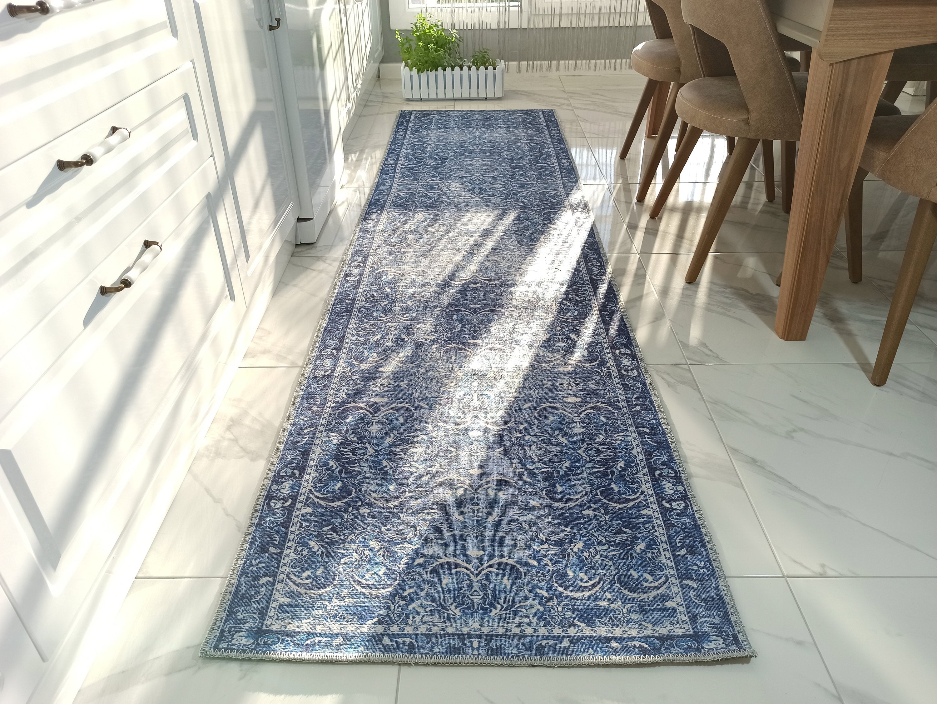 Bulud Rug Vintage Turkish Dark Blue Rug