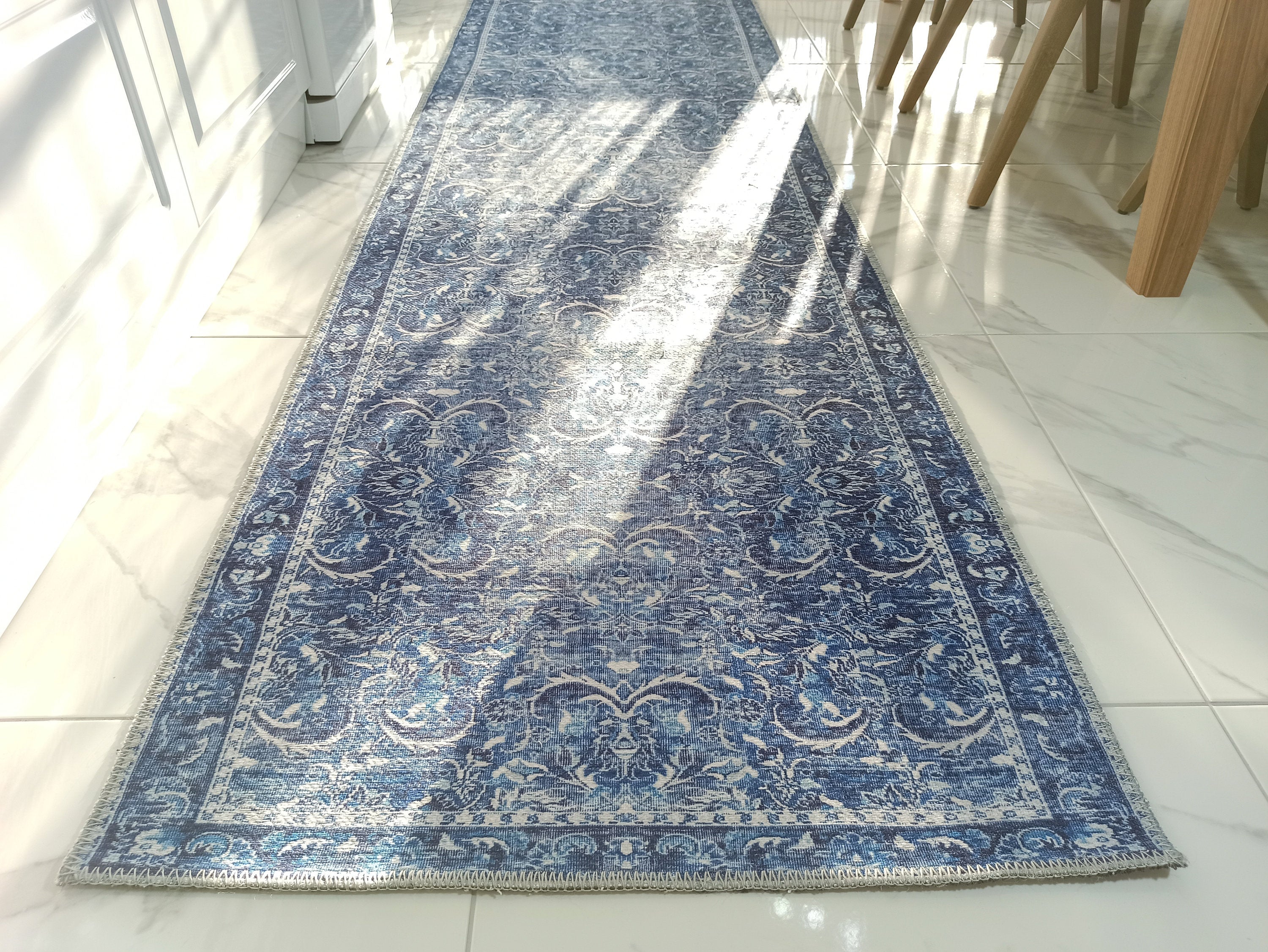 Bulud Rug Vintage Turkish Dark Blue Rug