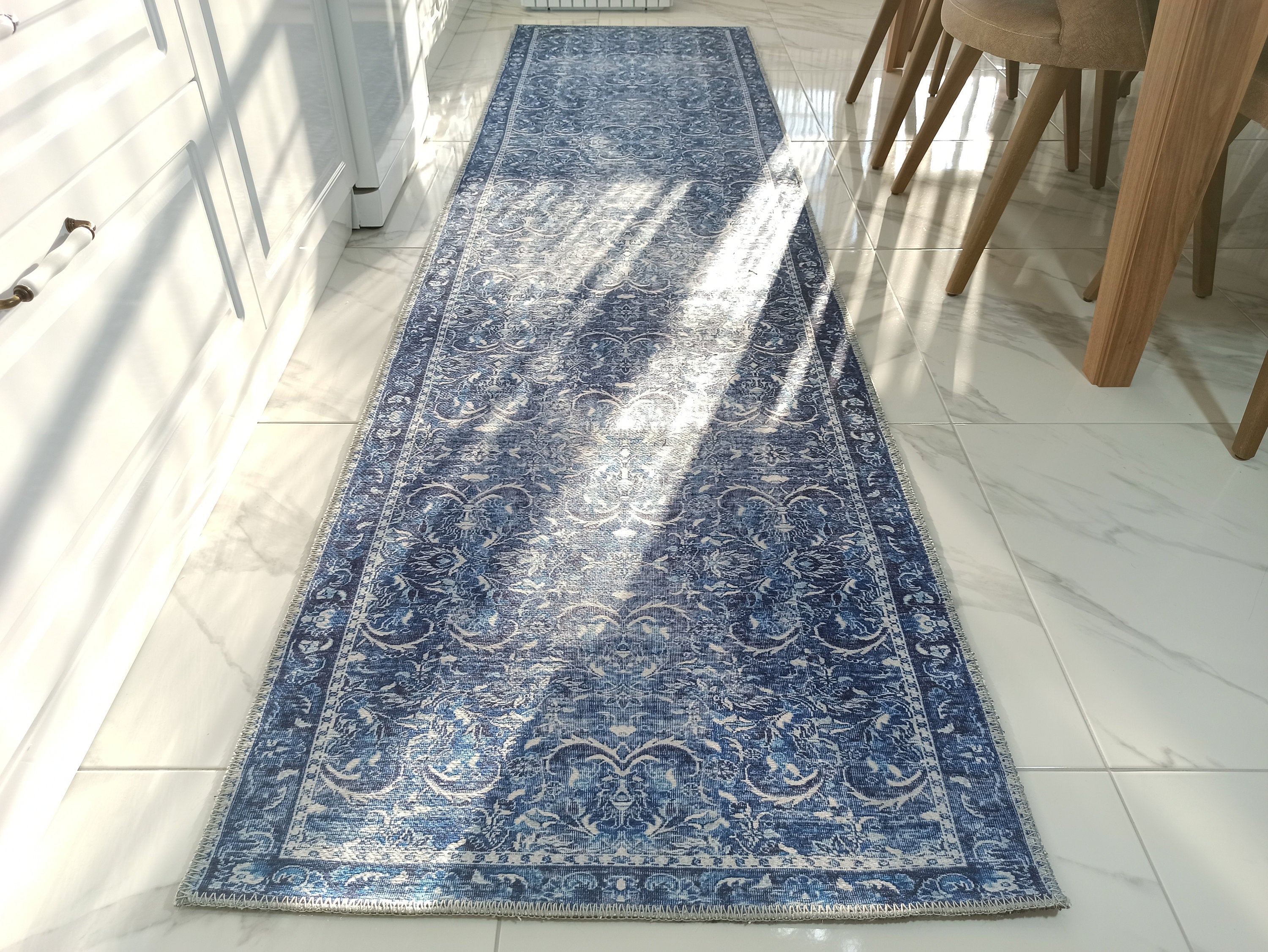 Bulud Rug Vintage Turkish Dark Blue Rug