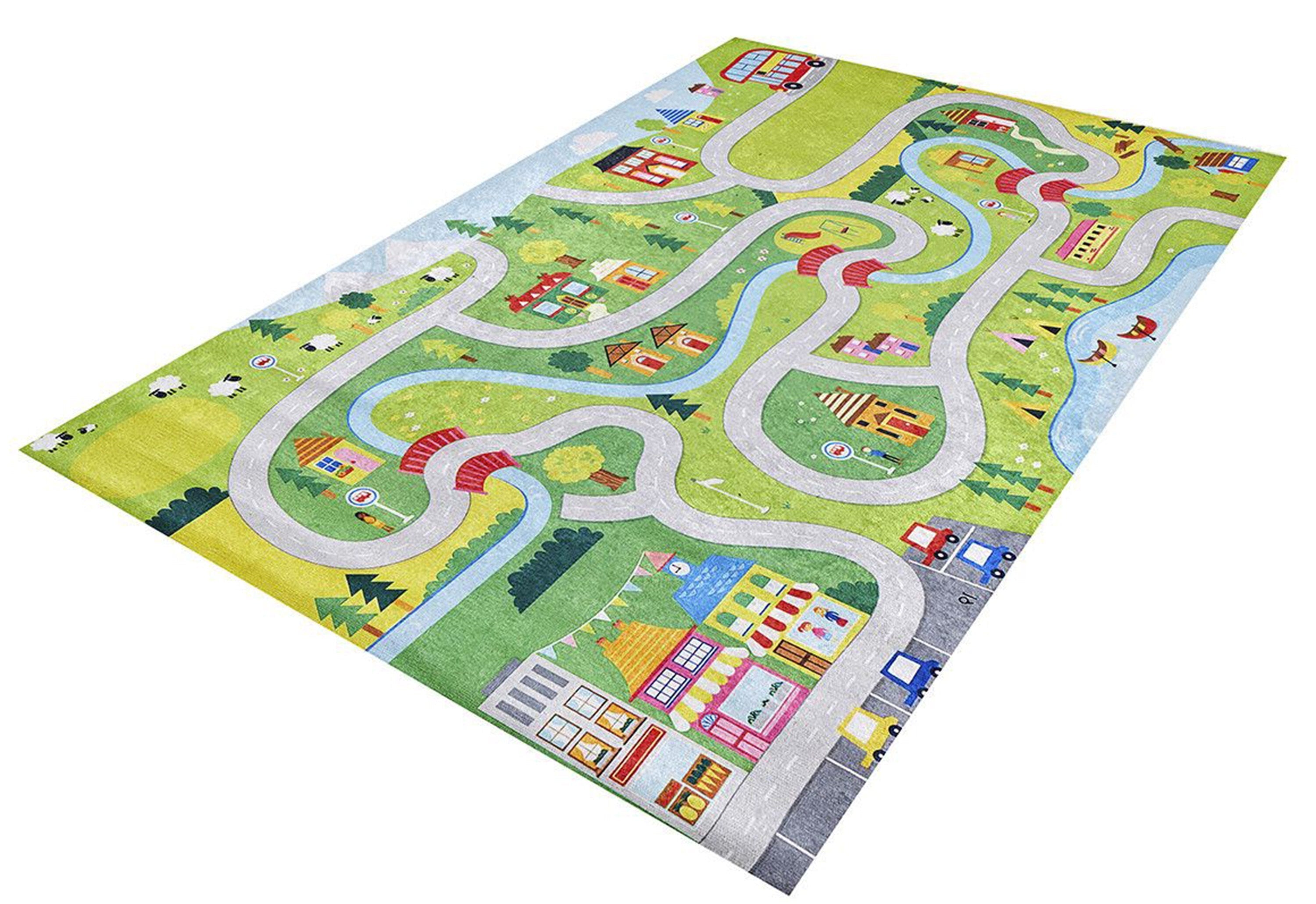 City Map Kids Green Play Rug