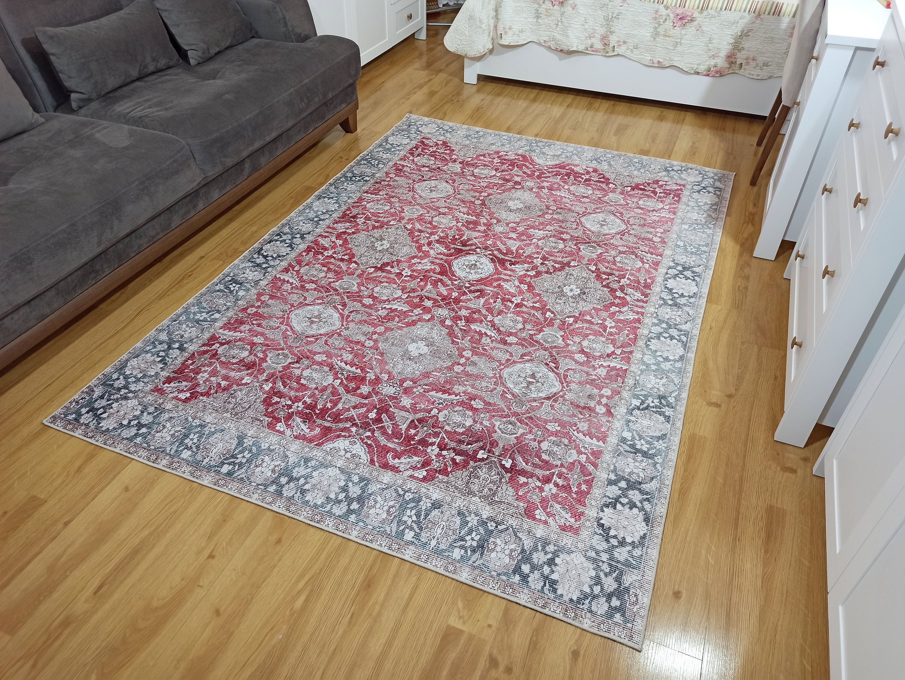 Dada Persian Vintage Red & Neutral Gray Rug
