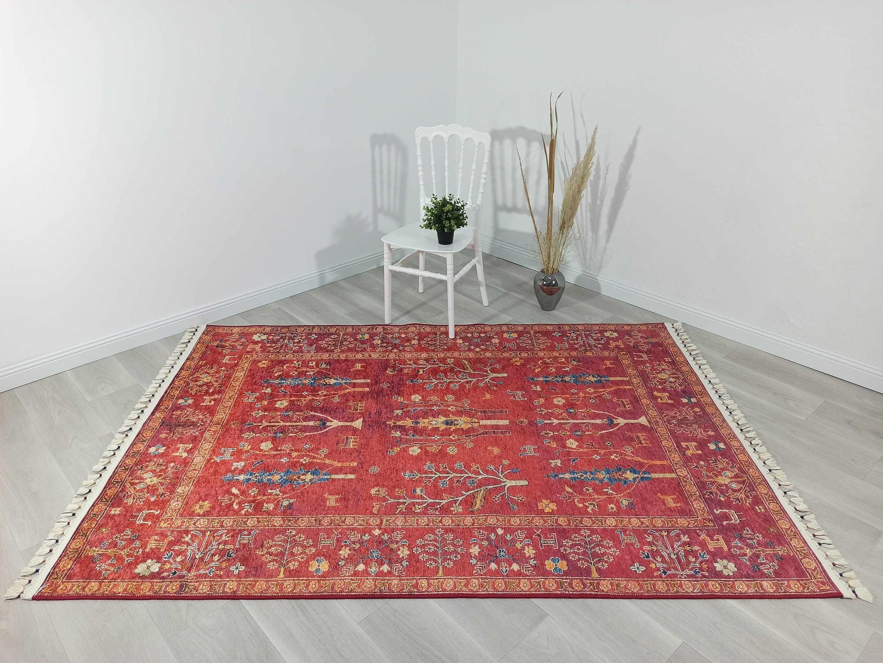 Damla Rug Turkish Ethnic Red Kilim Rug