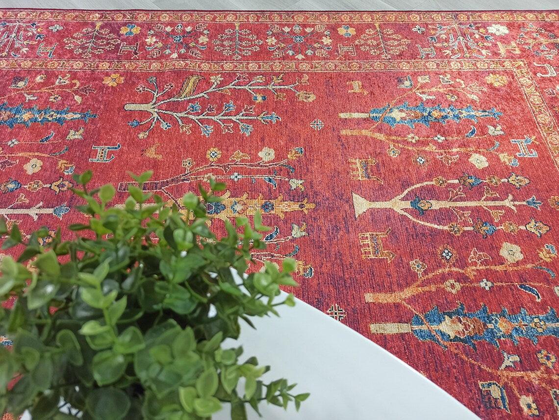 Damla Rug Turkish Ethnic Red Kilim Rug