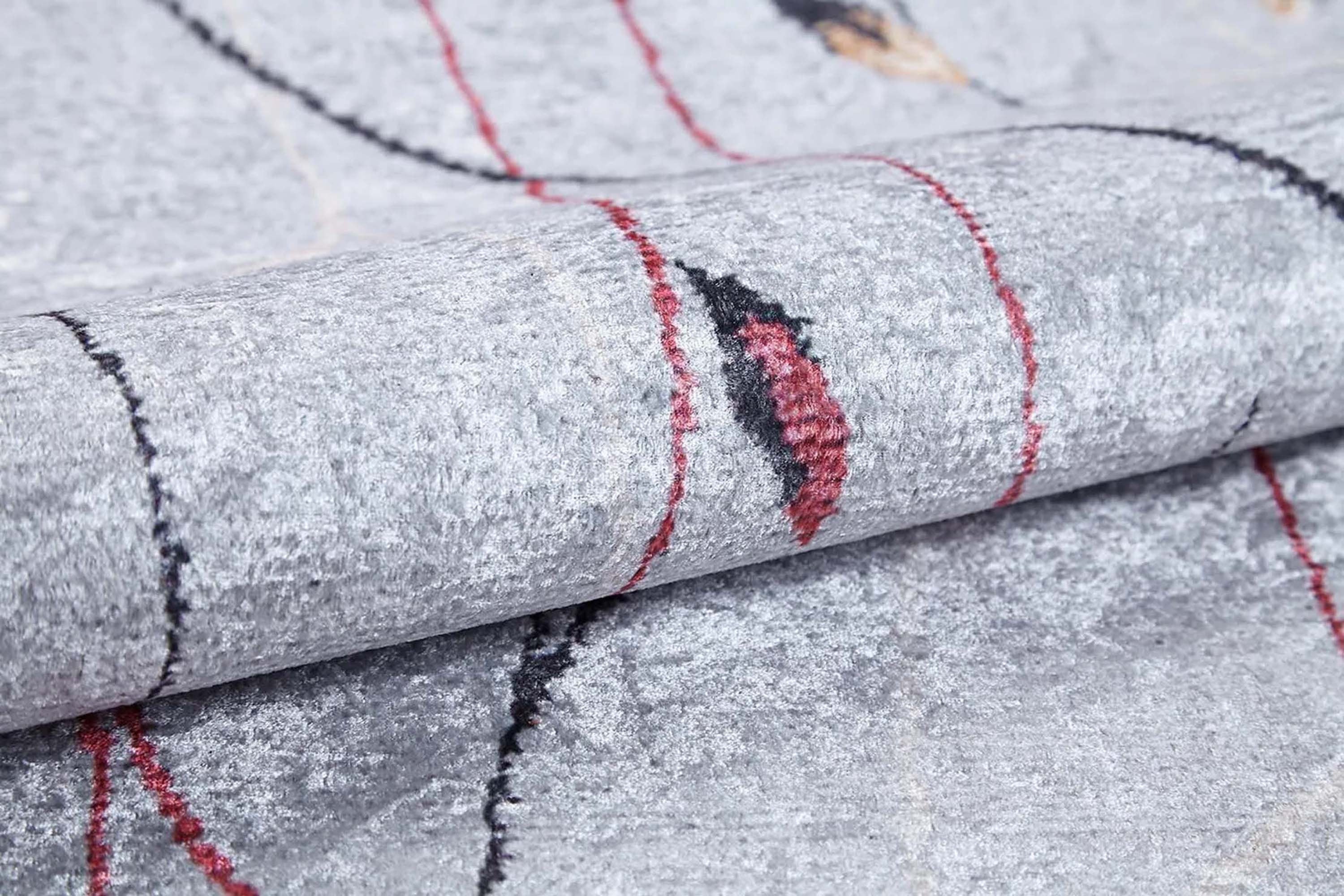 Diara Neutral Gray Minimalist Flower Design Gray Rug