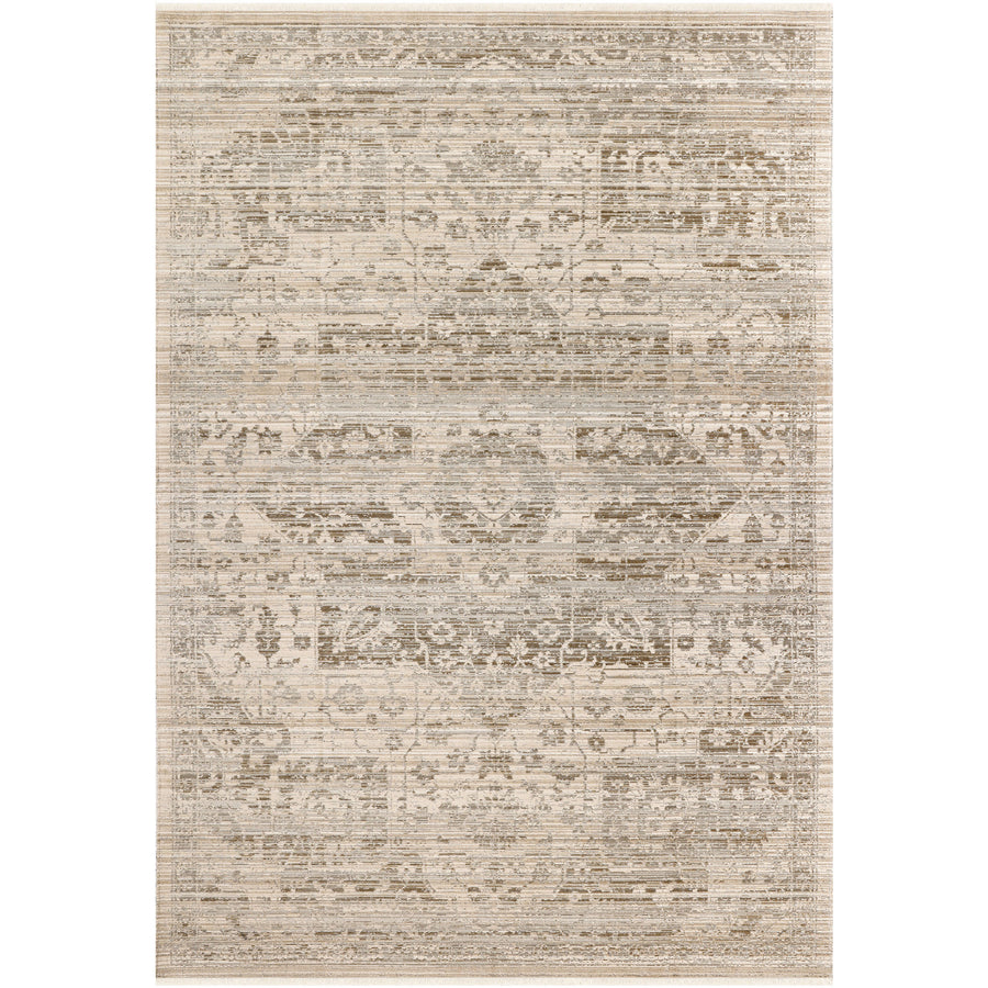 Mink & Beige Distressed Medallion Modern Area Rug