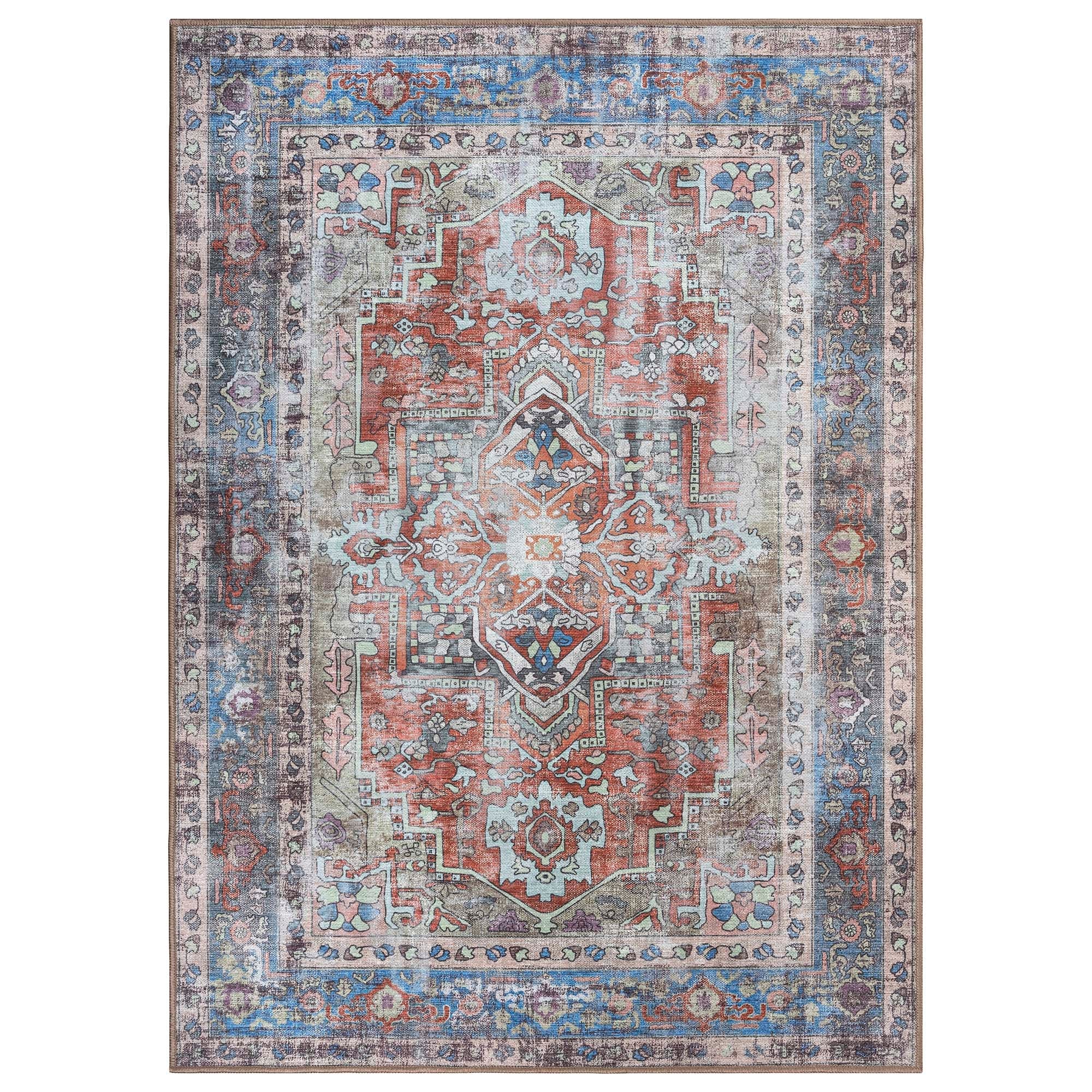 Earth Tones Oushak Area Washable Rug