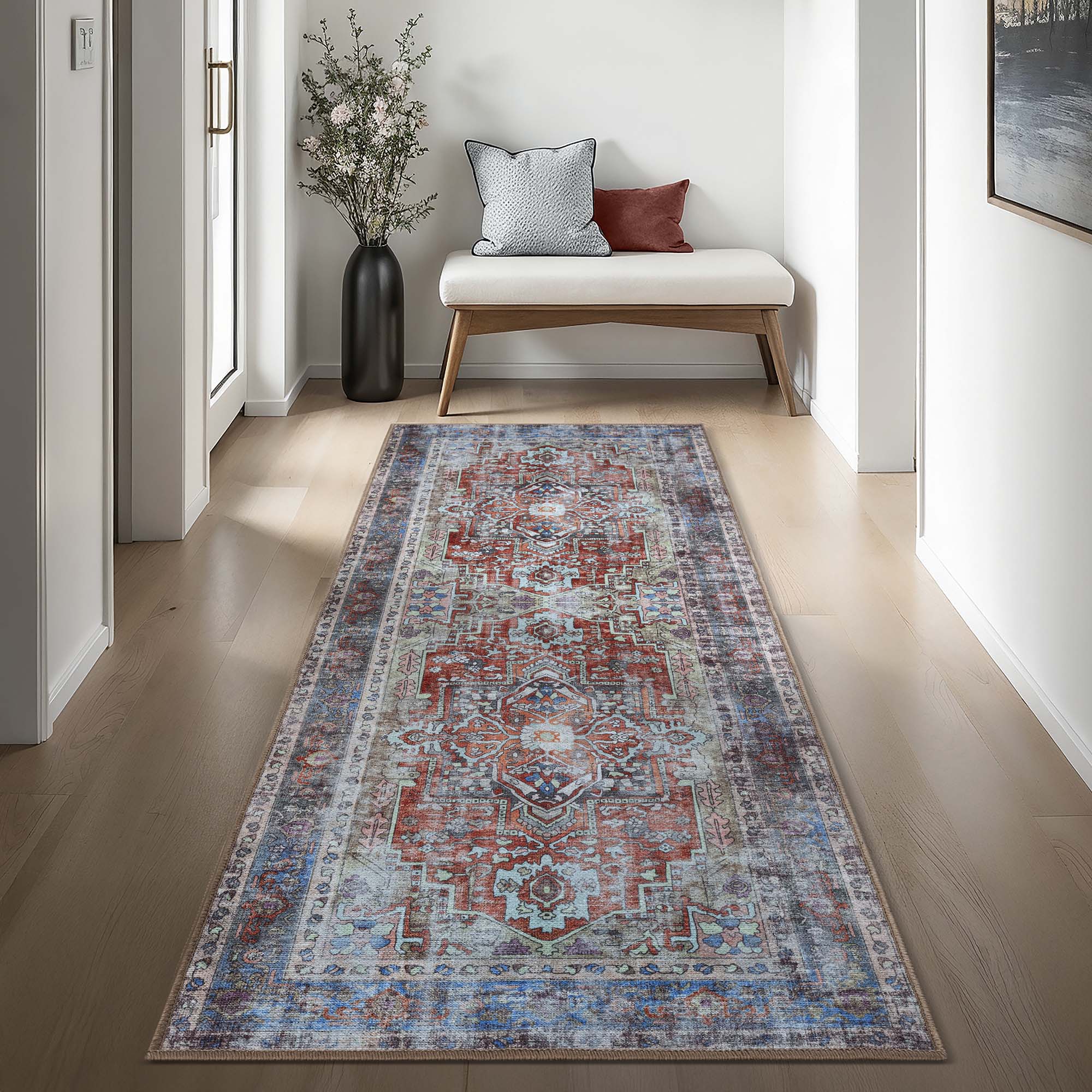 Earth Tones Oushak Area Washable Rug