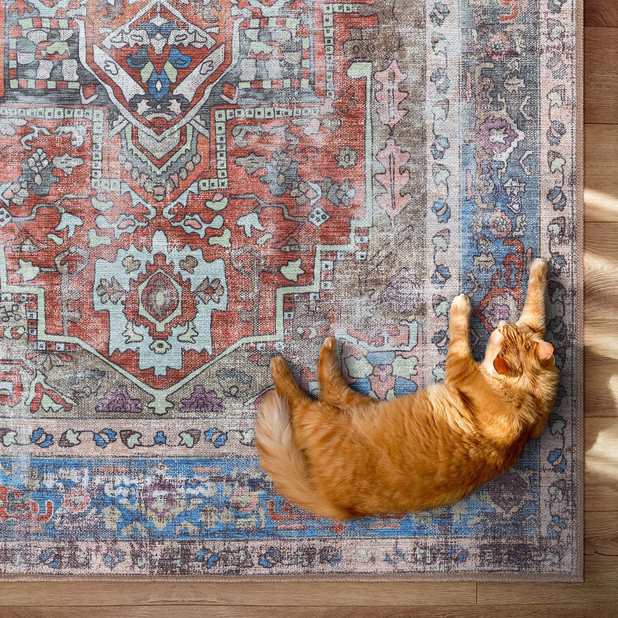 Earth Tones Oushak Area Washable Rug