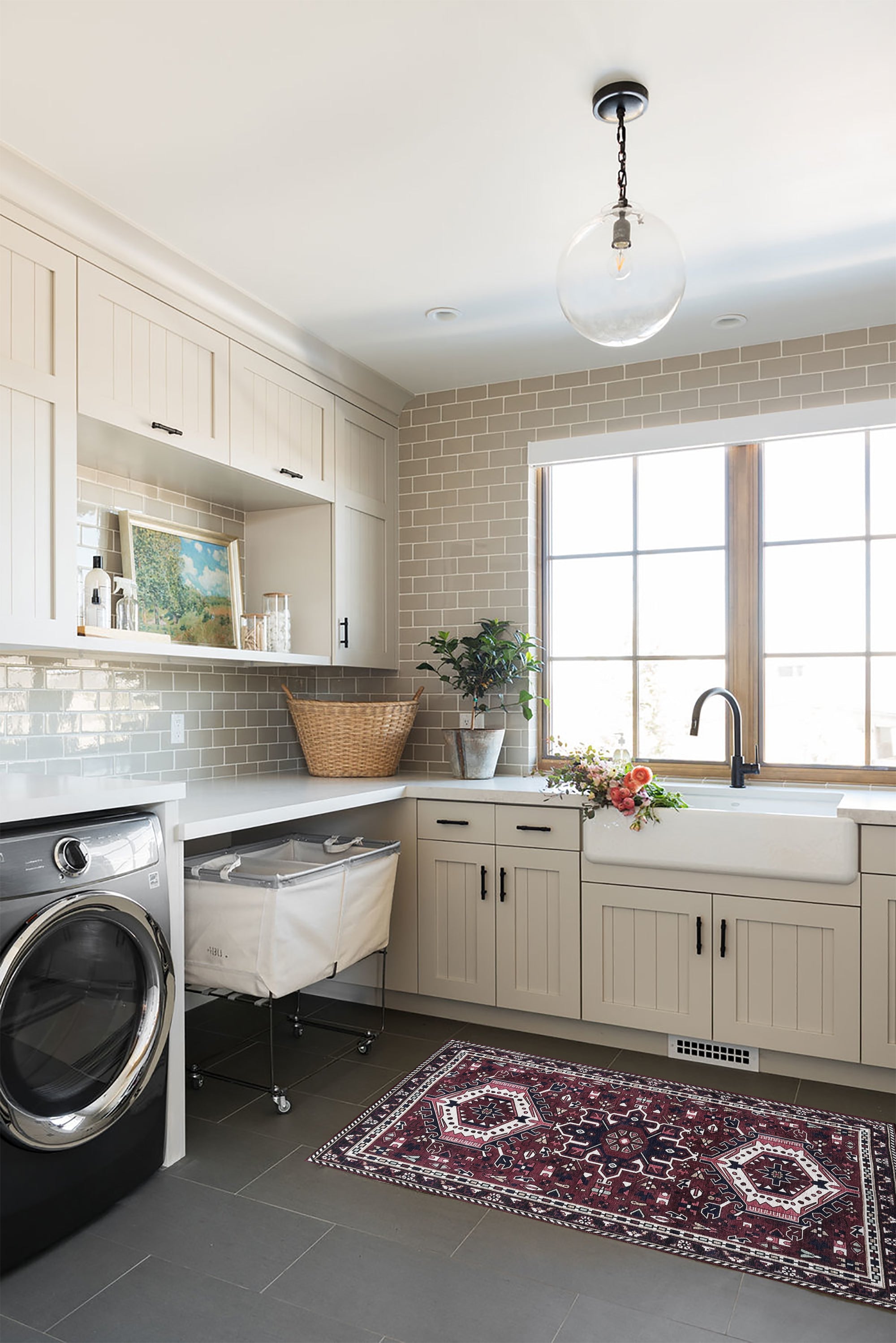 Elodie Red Burgundy Heriz Persian Rug