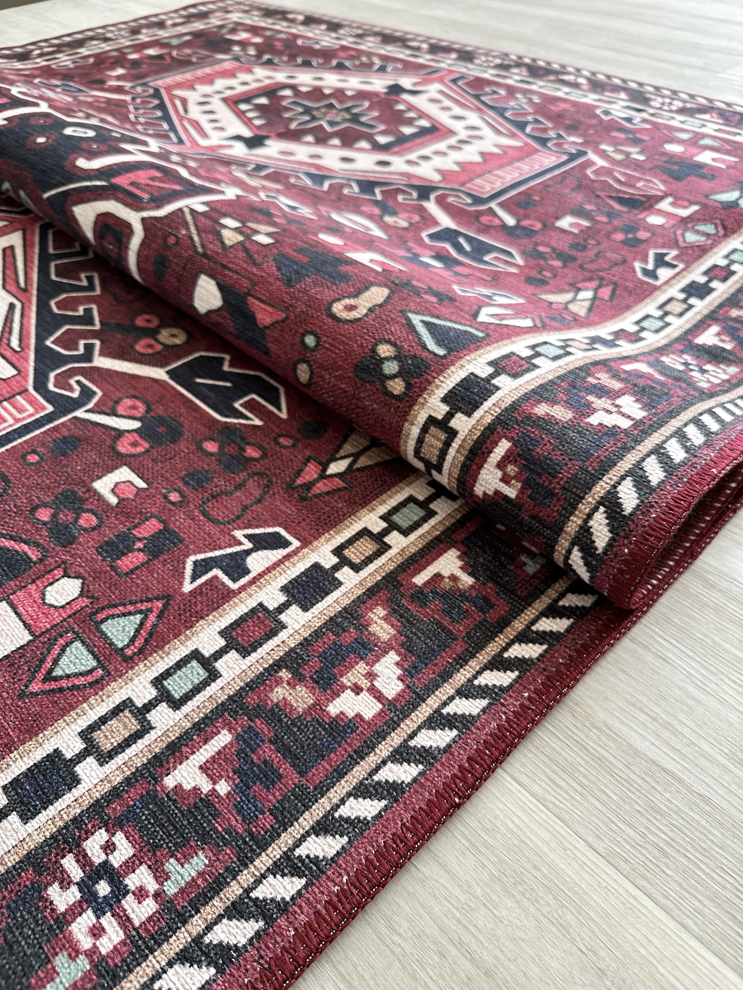 Elodie Red Burgundy Heriz Persian Rug