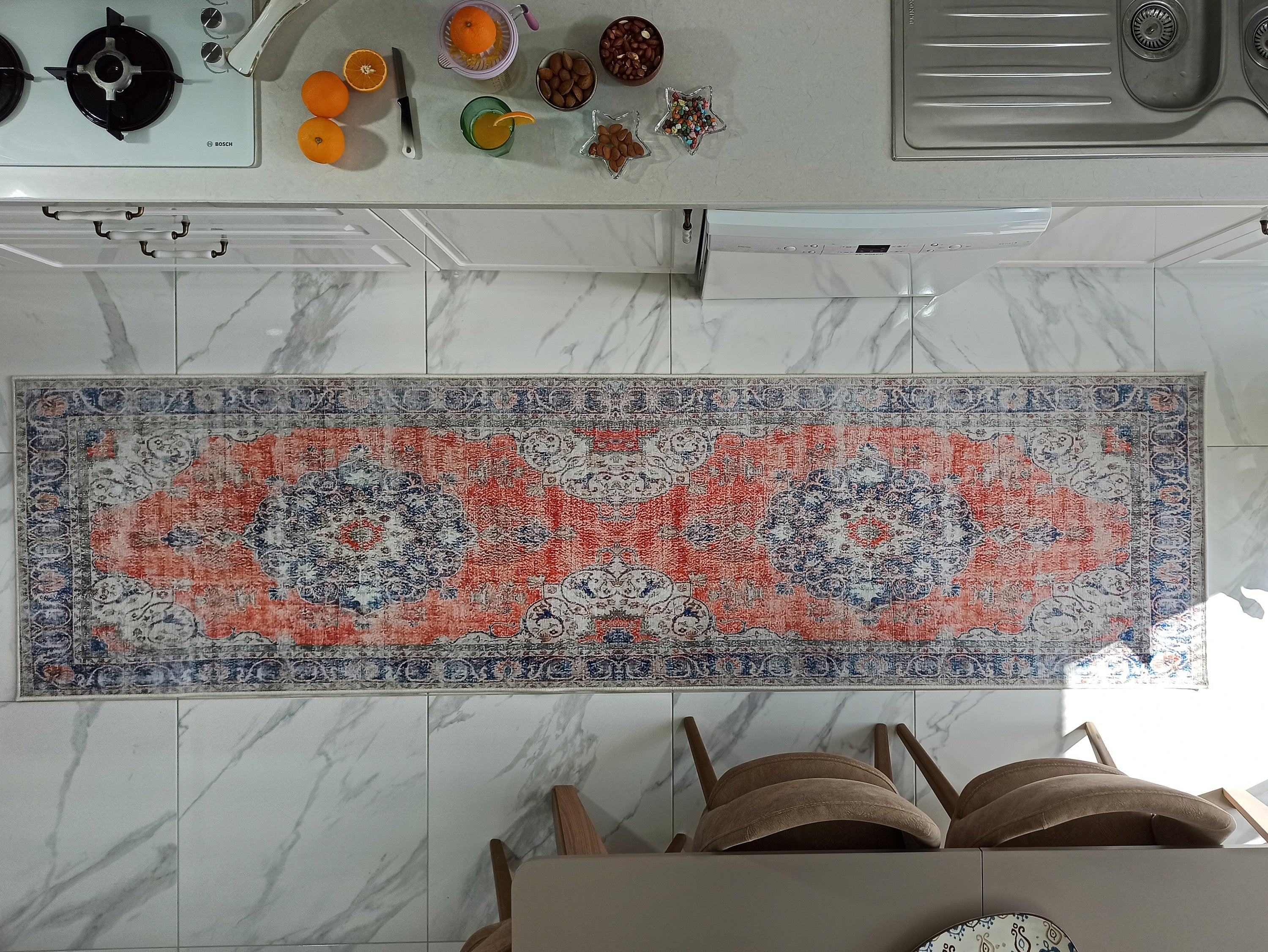 Eva Runner Turkish Burnt Orange & Teal Runner Rug