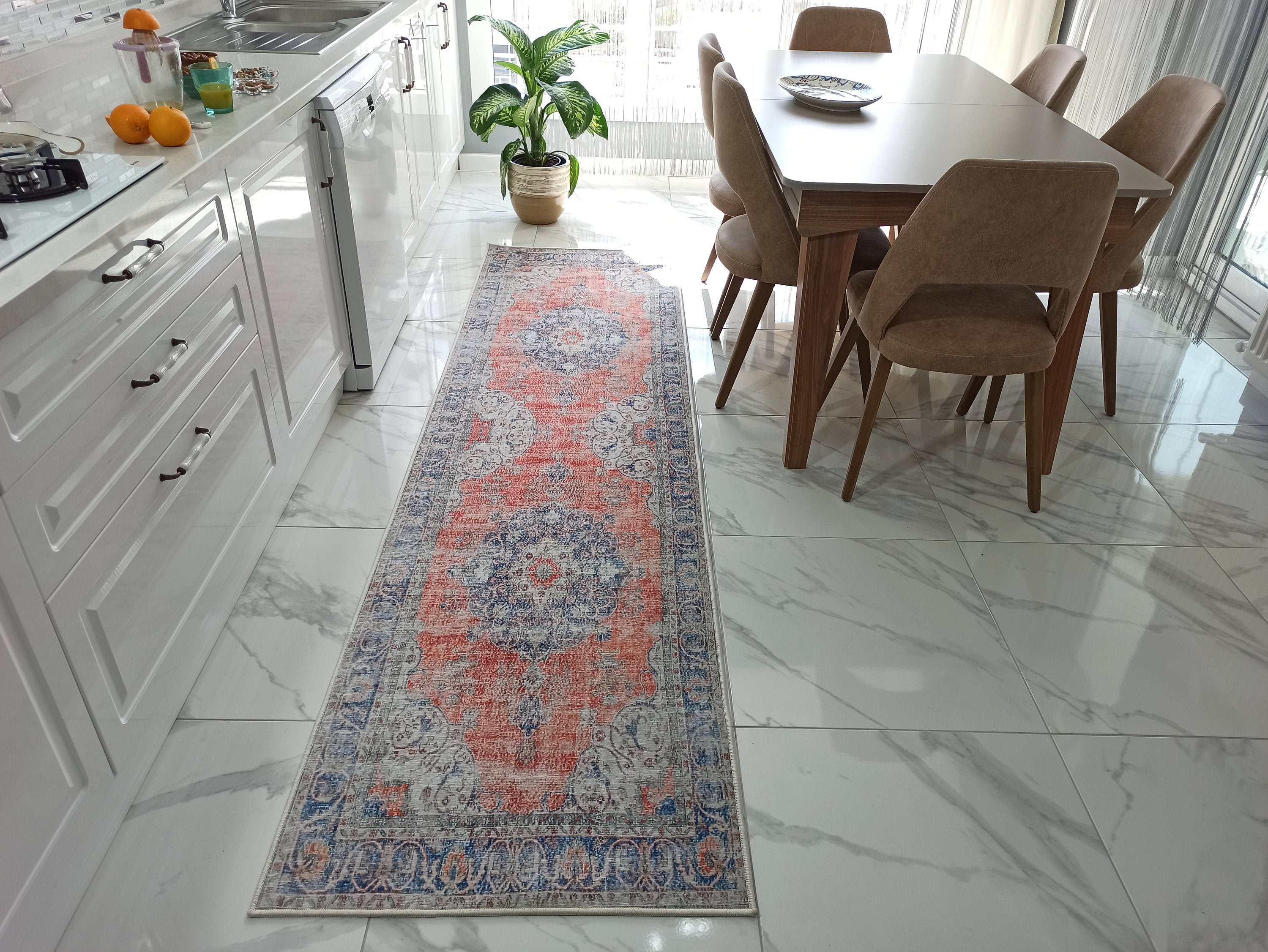 Eva Runner Turkish Burnt Orange & Teal Runner Rug