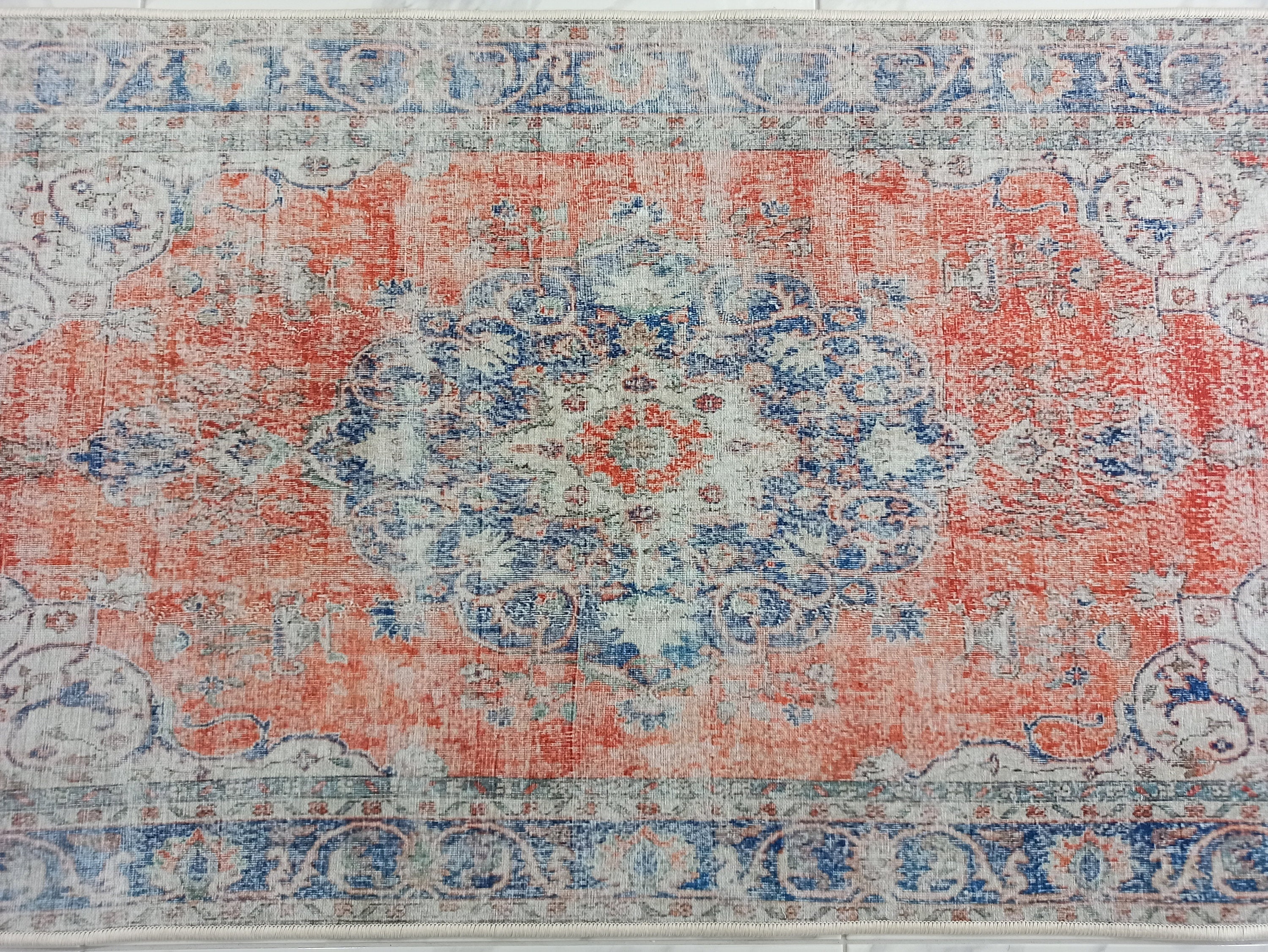 Eva Runner Turkish Burnt Orange & Teal Runner Rug