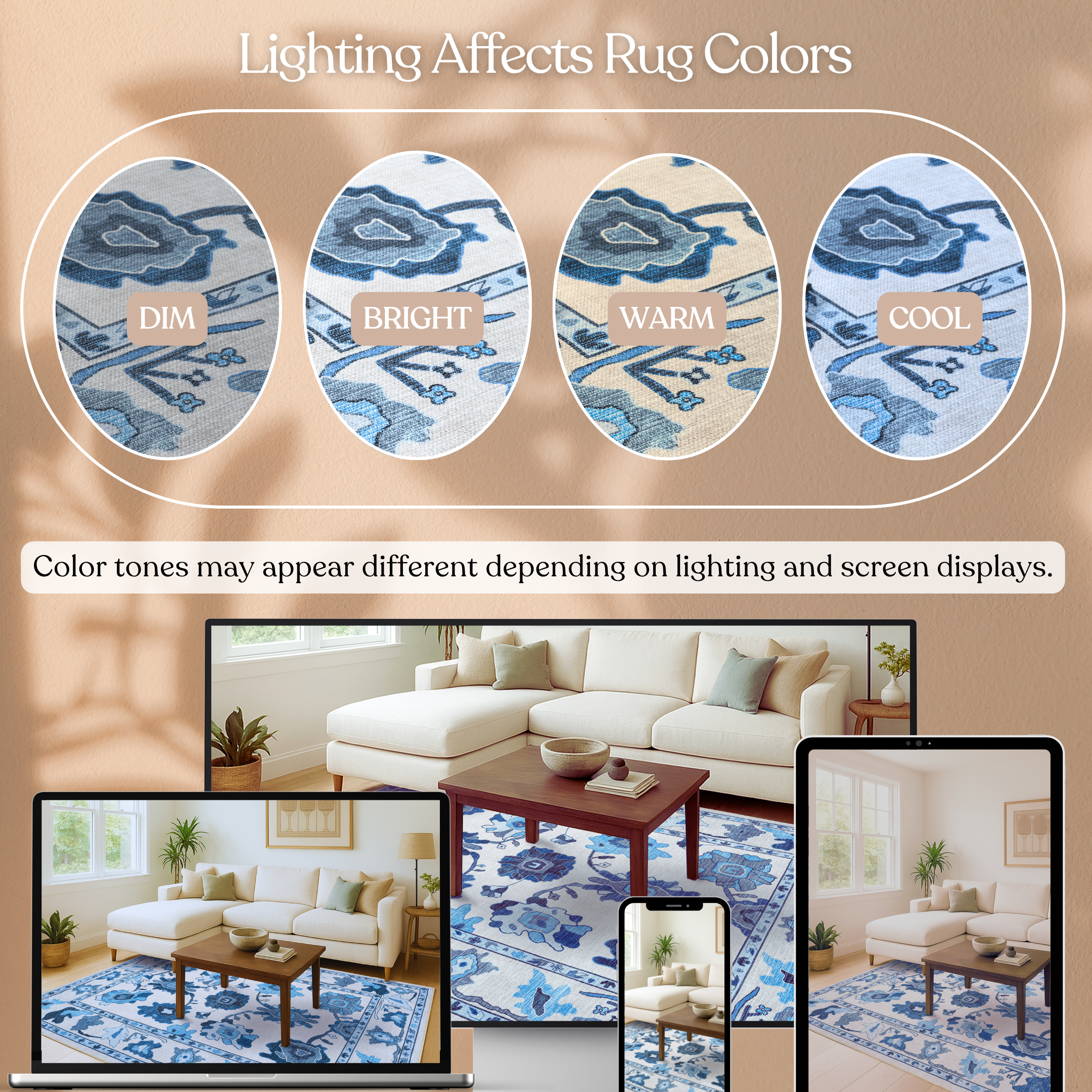 Ellis Navy Blue White Modern Floral Oushak Rug