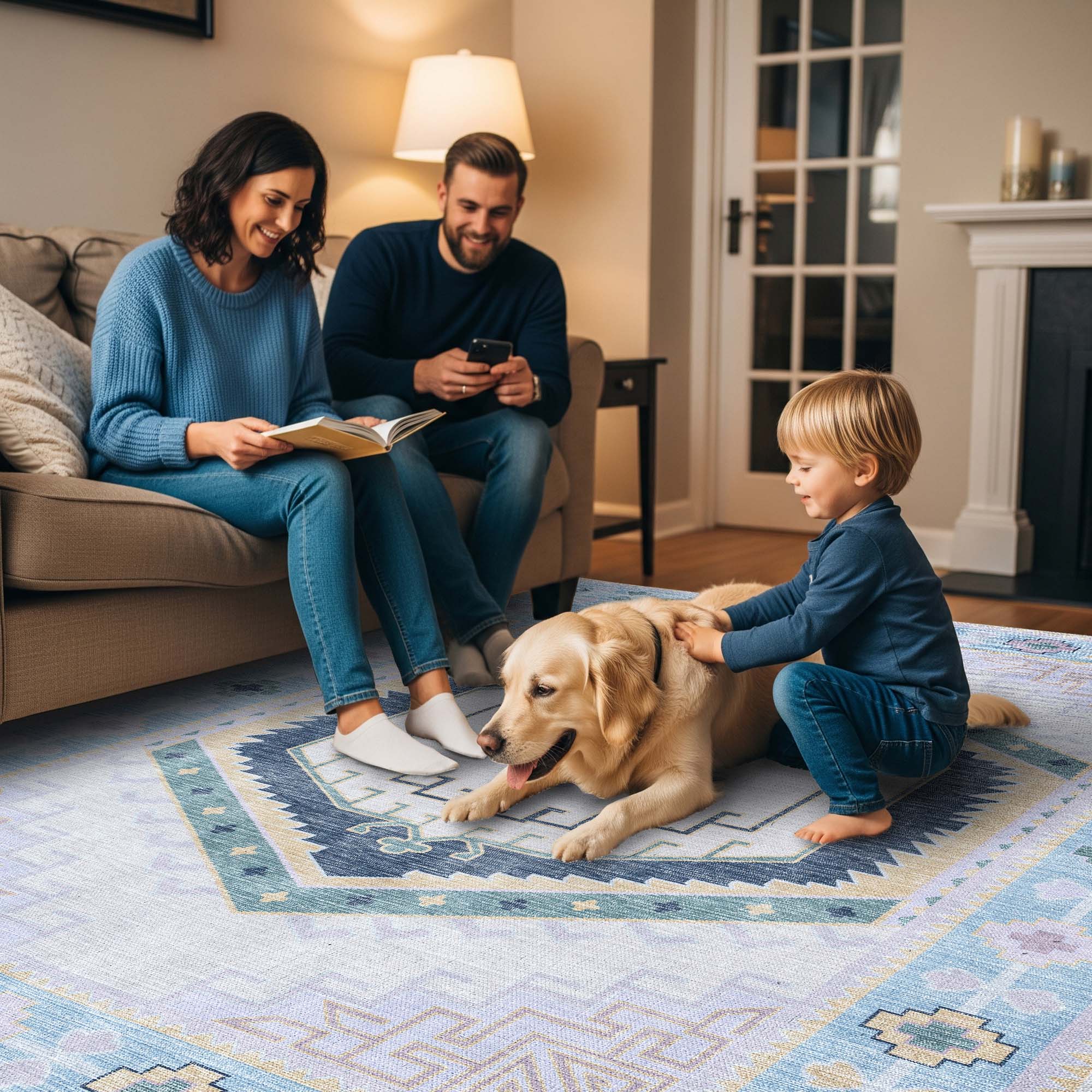 Averill Lavender, Pink & Blue Modern Oushak Rug