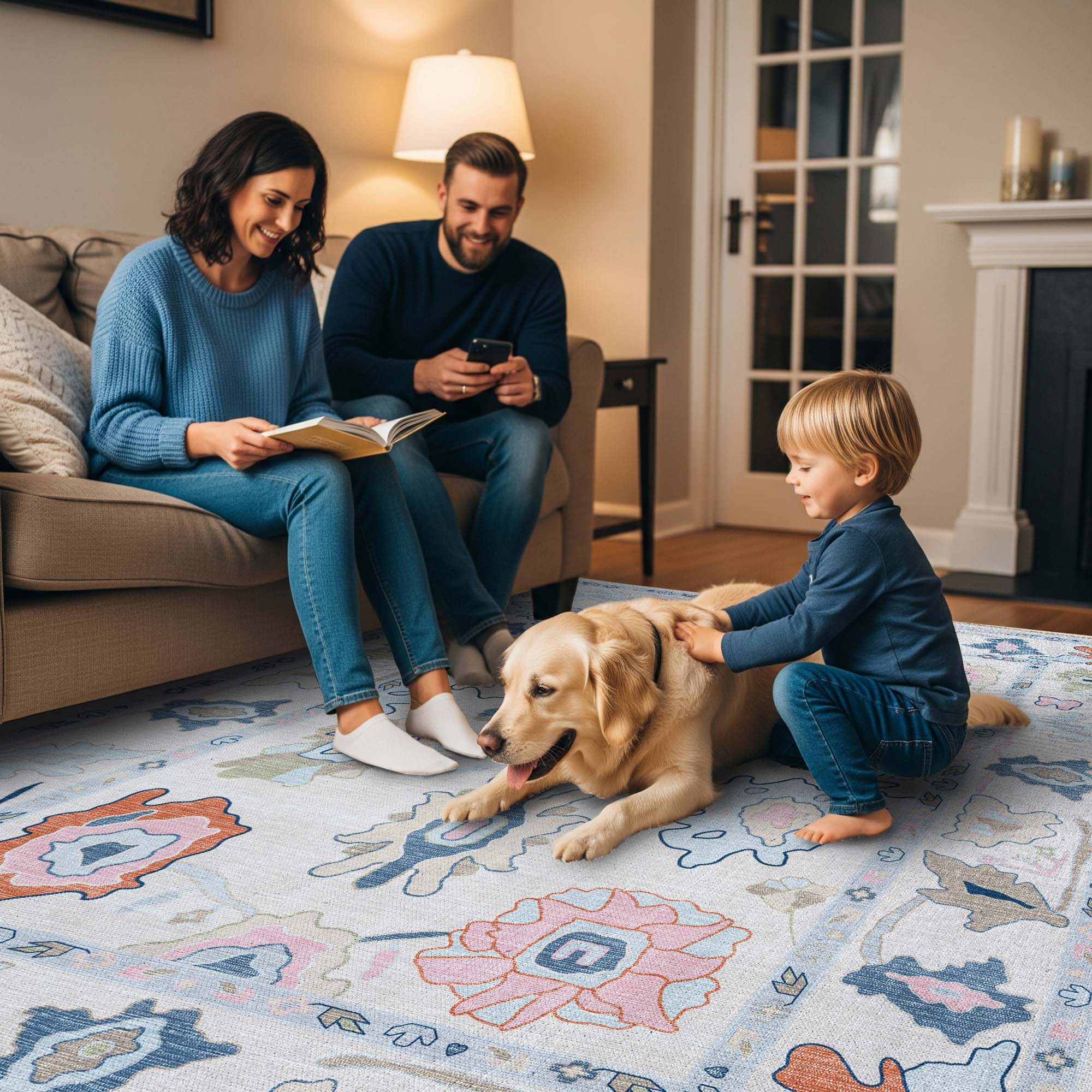 Mary Rose White Pastel Colorful Floral Oushak Rug