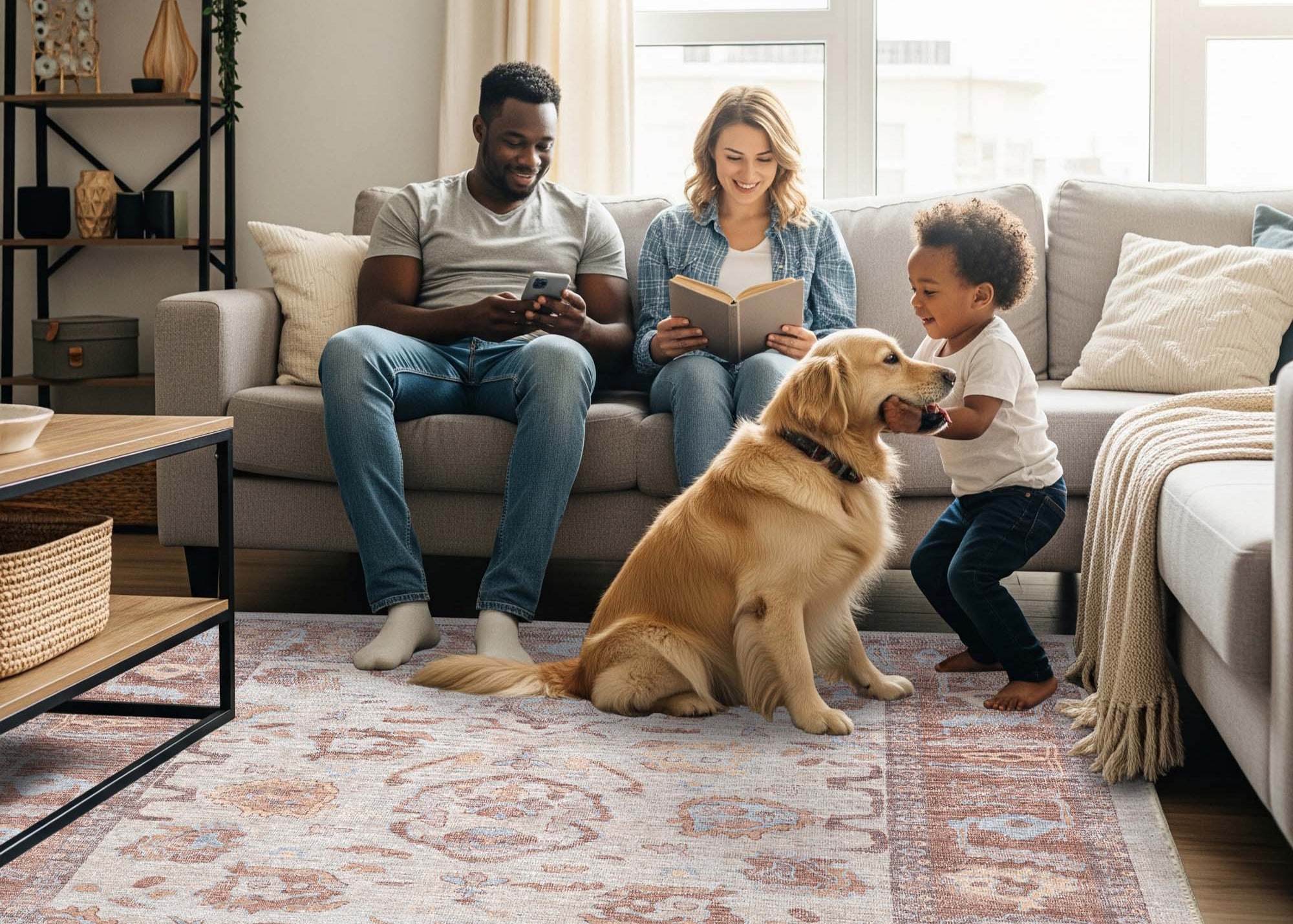 Anais Boho  Brown Ivory Modern Oushak Rug - Fame