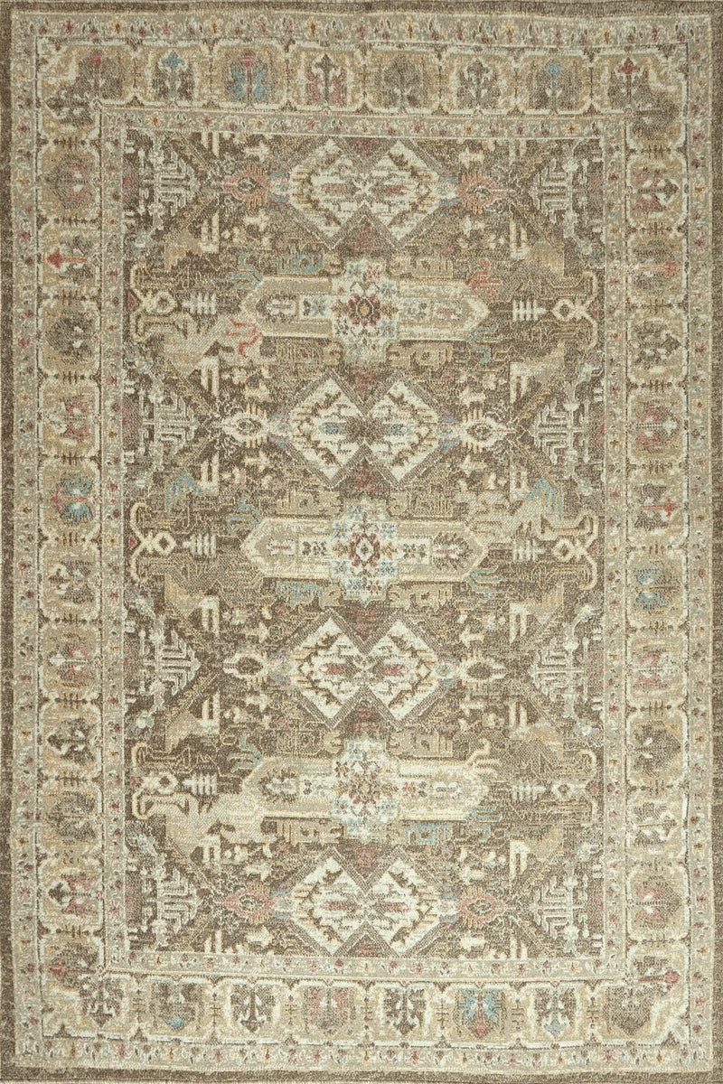 Aria Tribal Pattern Brown and Taupe Ethnic Rug