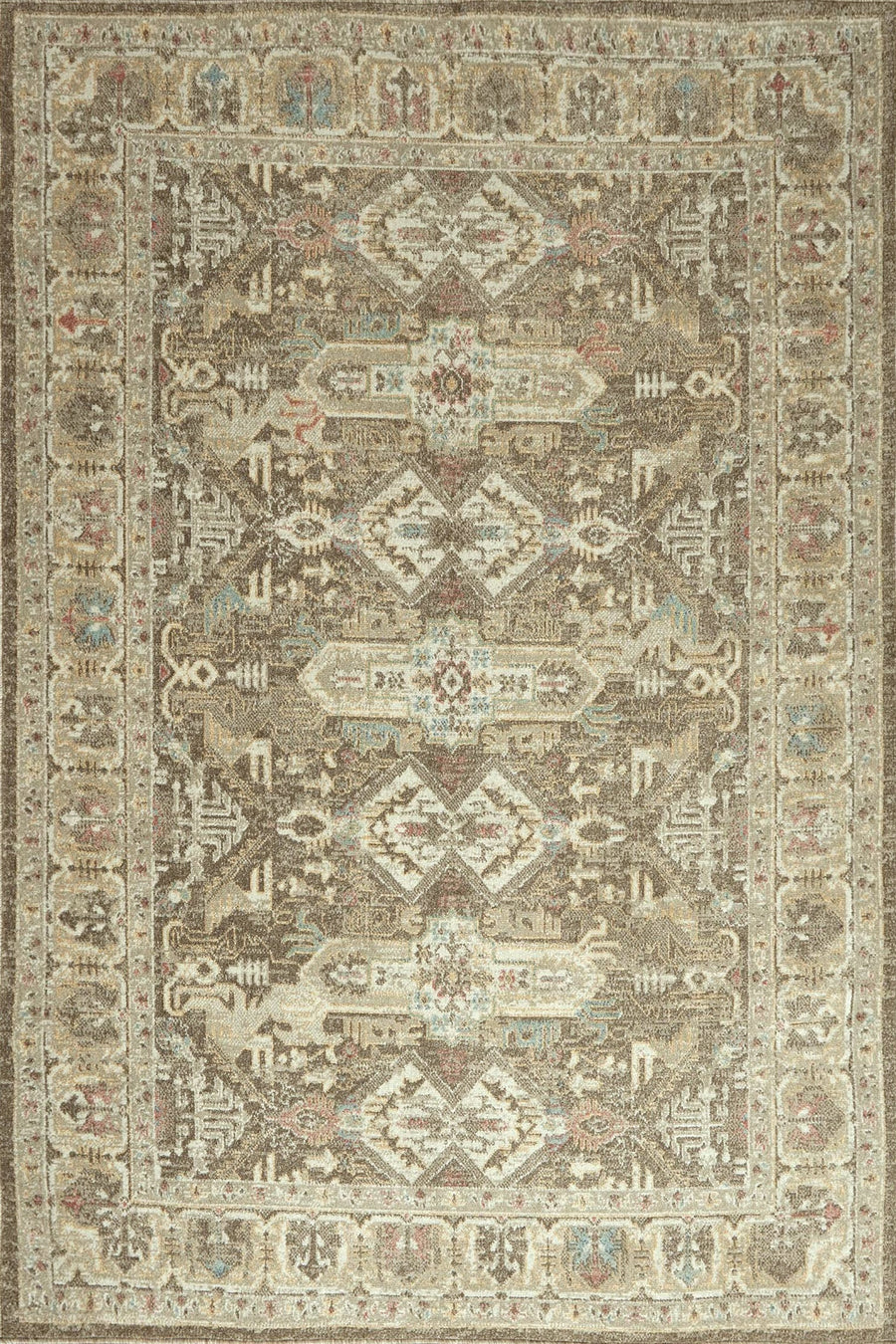 Geometric Tribal Pattern Brown and Taupe Ethnic Rug