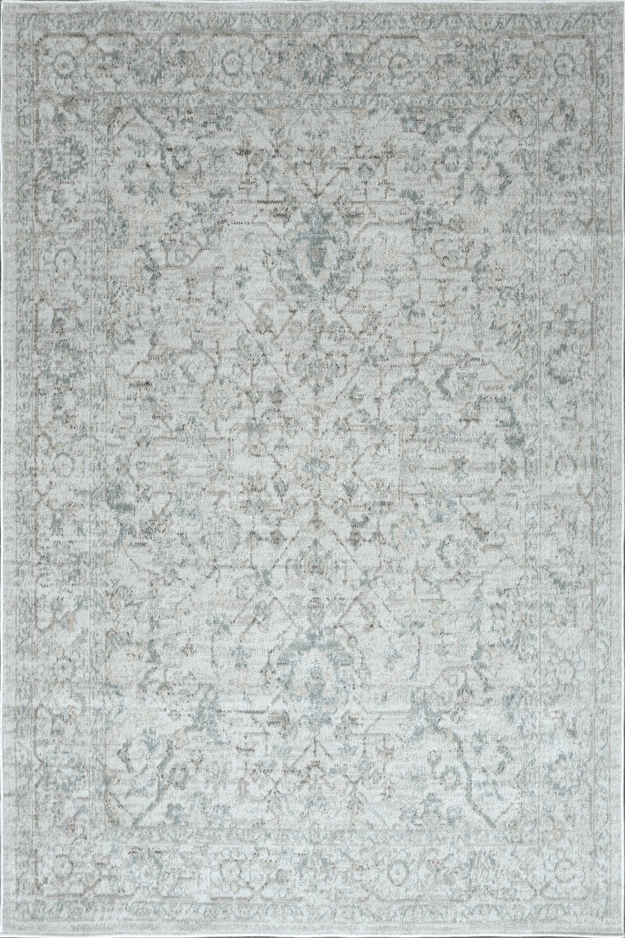Faded Botanical Distressed Cream And Light Grey Area Rug