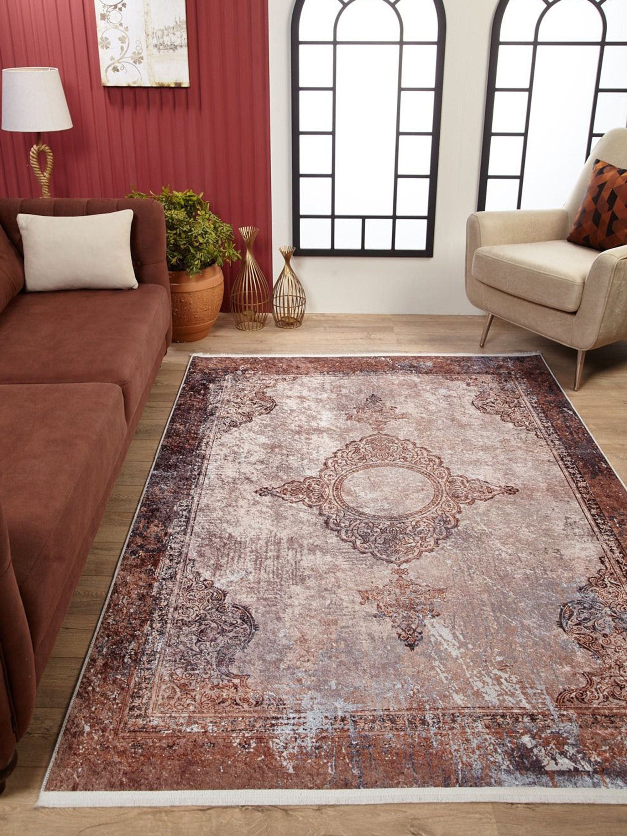 Fayla Turkish Light Muted Pink Ivory Beige Rug