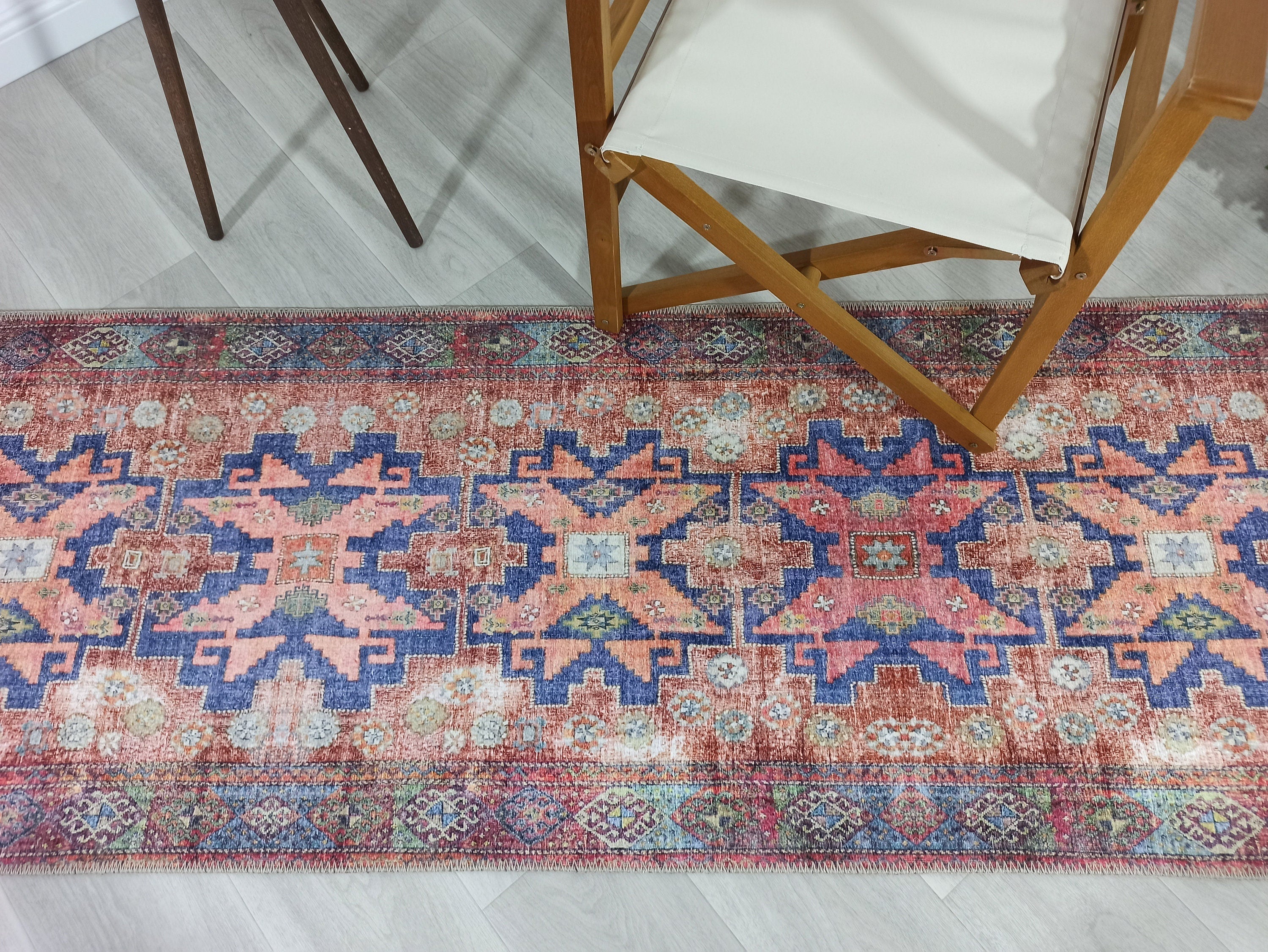 Fedra Runner Turkish Muted Red Pink Runner Rug