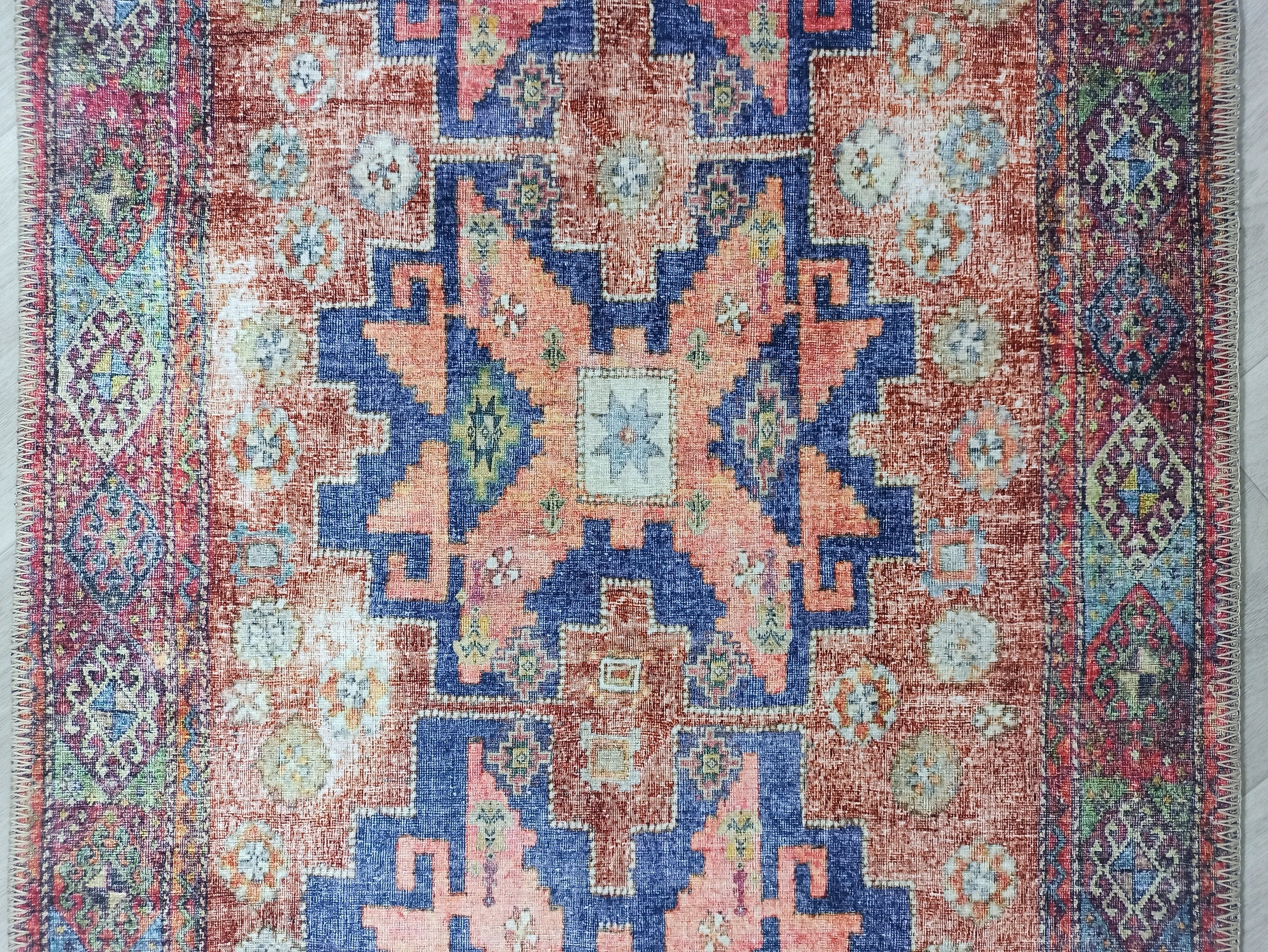 Fedra Runner Turkish Muted Red Pink Runner Rug