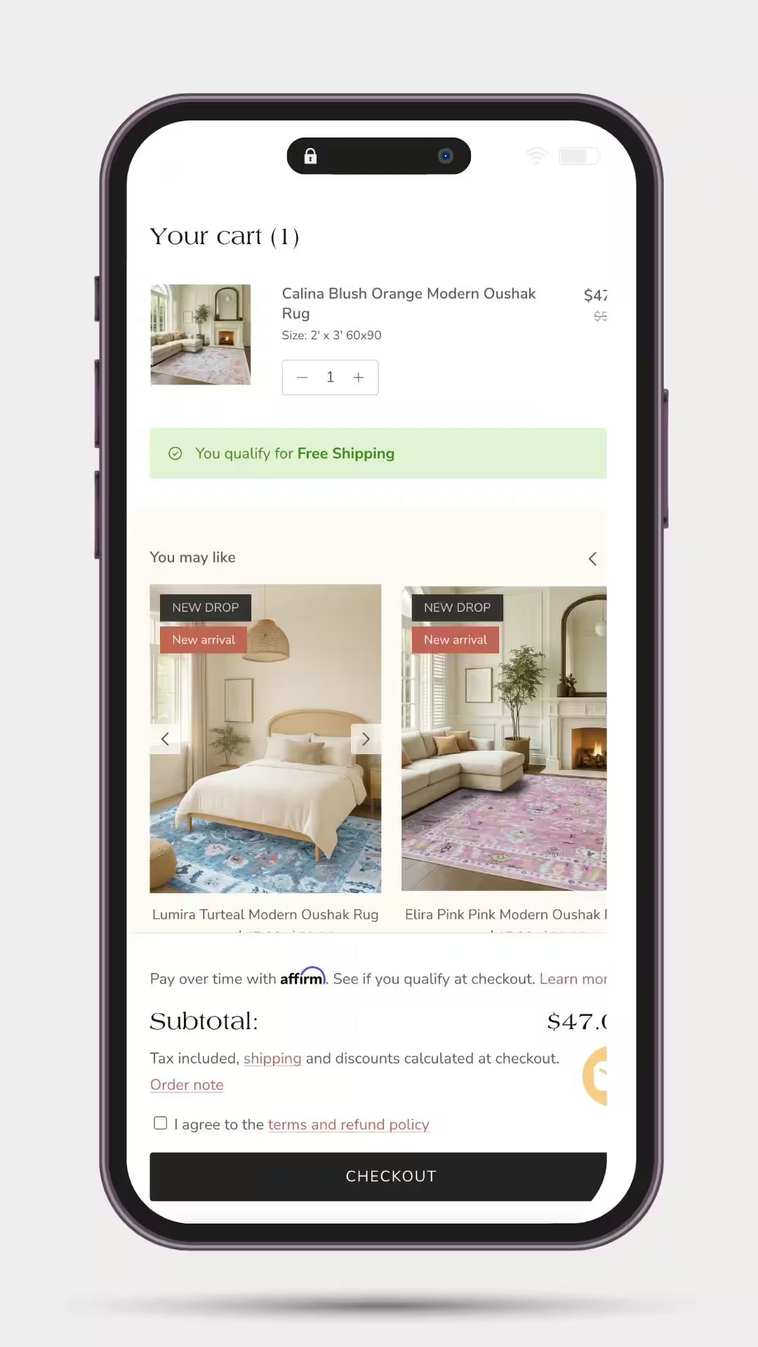 Fill your cart - Fame Rugs x Affirm