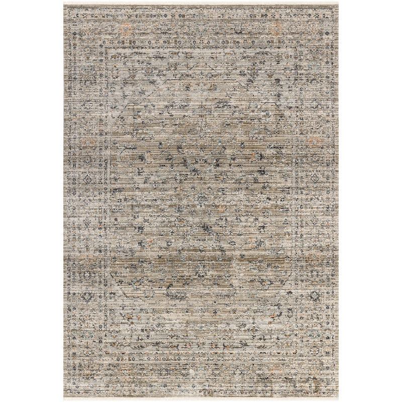 Ashton Vizon & Grey Distressed Floral Border Rug