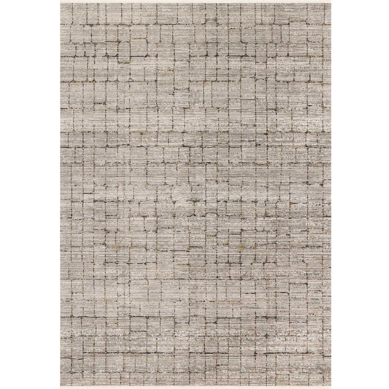 Lennox Mink & Grey Modern Geometric Grid Rug