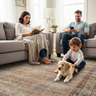 Brown Boho Oushak Vintage Style Washable Rug