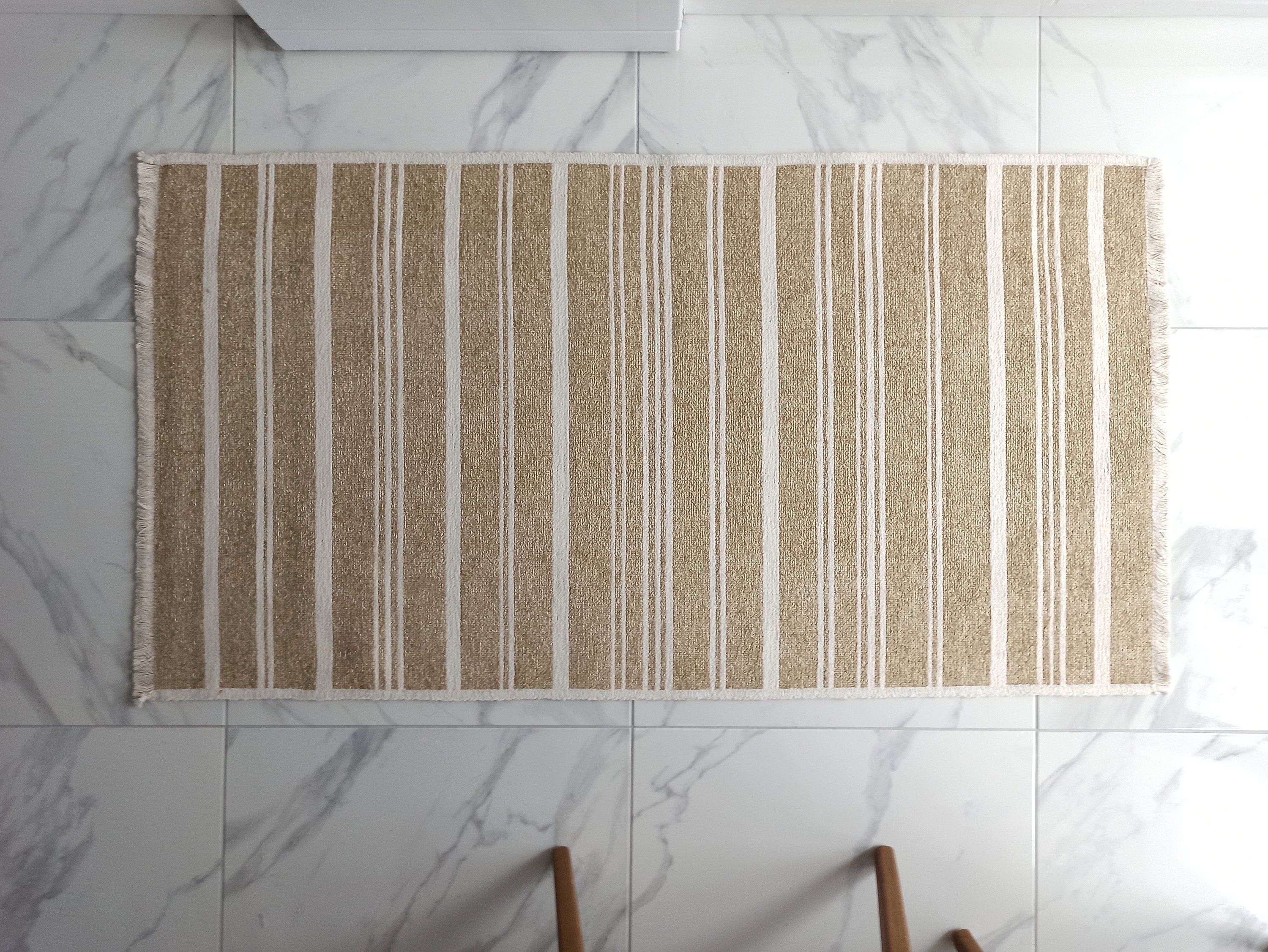 Gama Reversible Kilim Beige &amp; White Rug