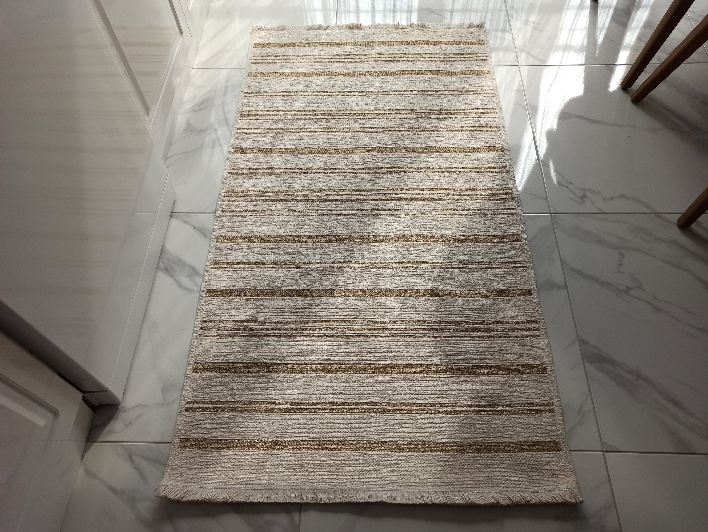 Gama Reversible Kilim Beige &amp; White Rug
