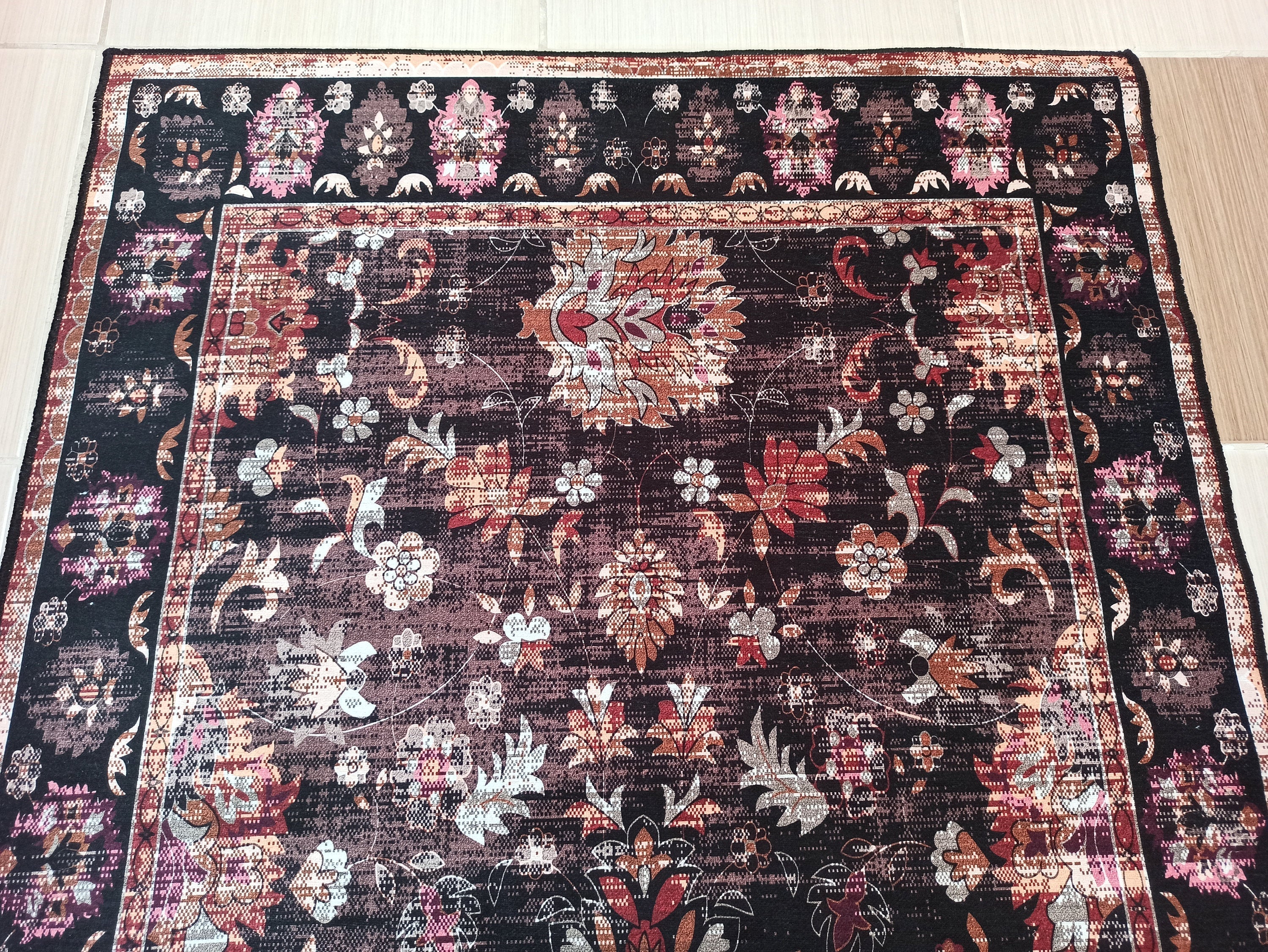 Glorya Rug Persian Faded Black Brown Rug